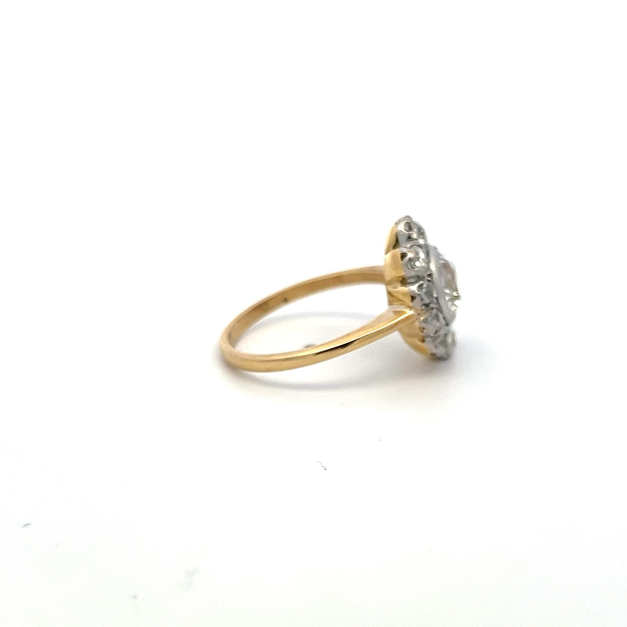 1.64 Carat Old European Cut K SI1 Diamond Edwardian Two-Tone Platinum Ring