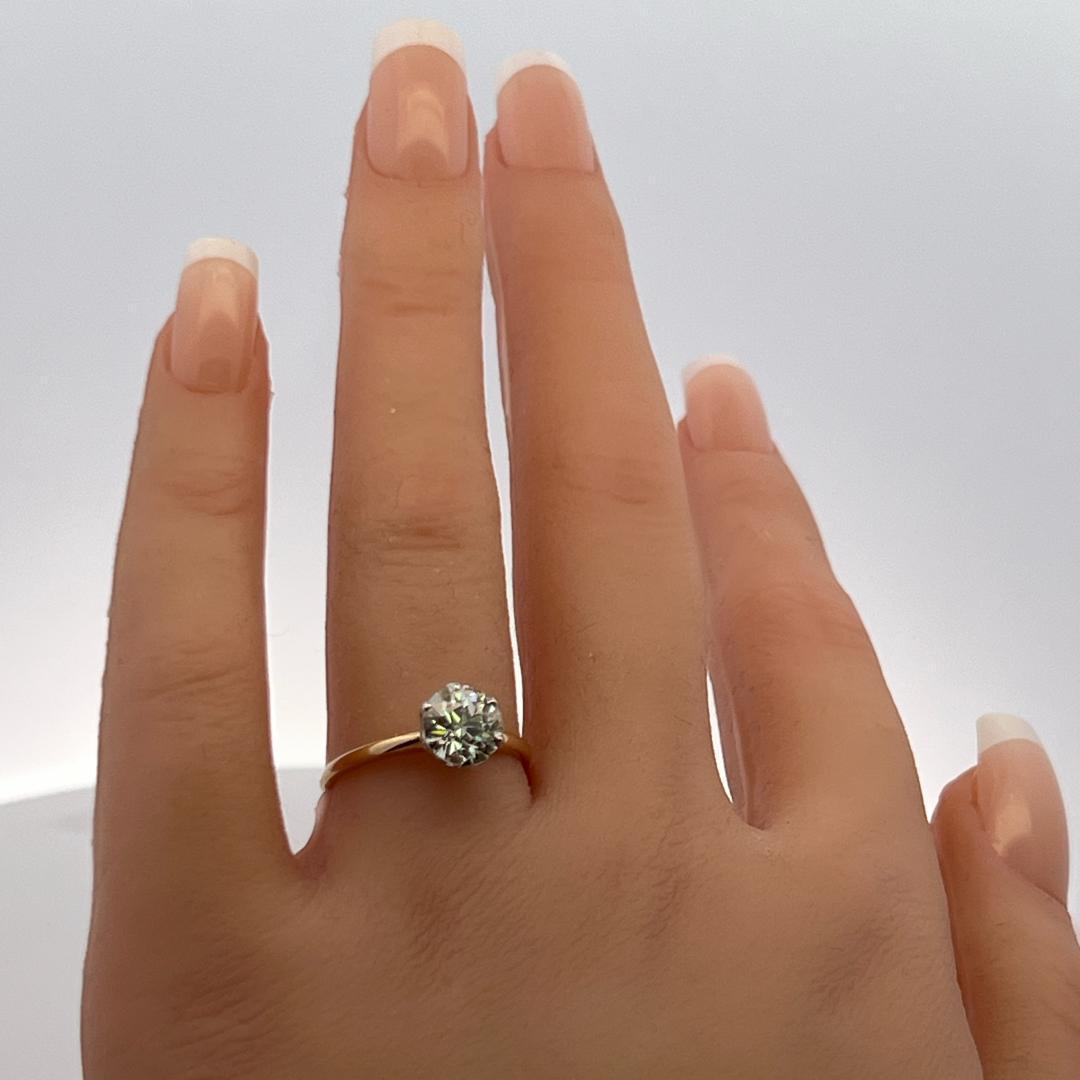 1.50ct L SI1 Round Diamond 18K Gold & Platinum Vintage Engagement Ring