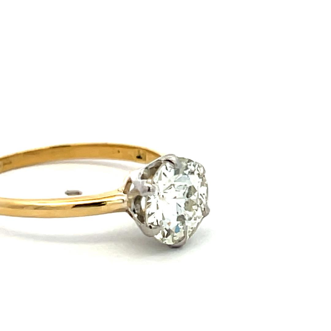 1.50ct L SI1 Round Diamond 18K Gold & Platinum Vintage Engagement Ring