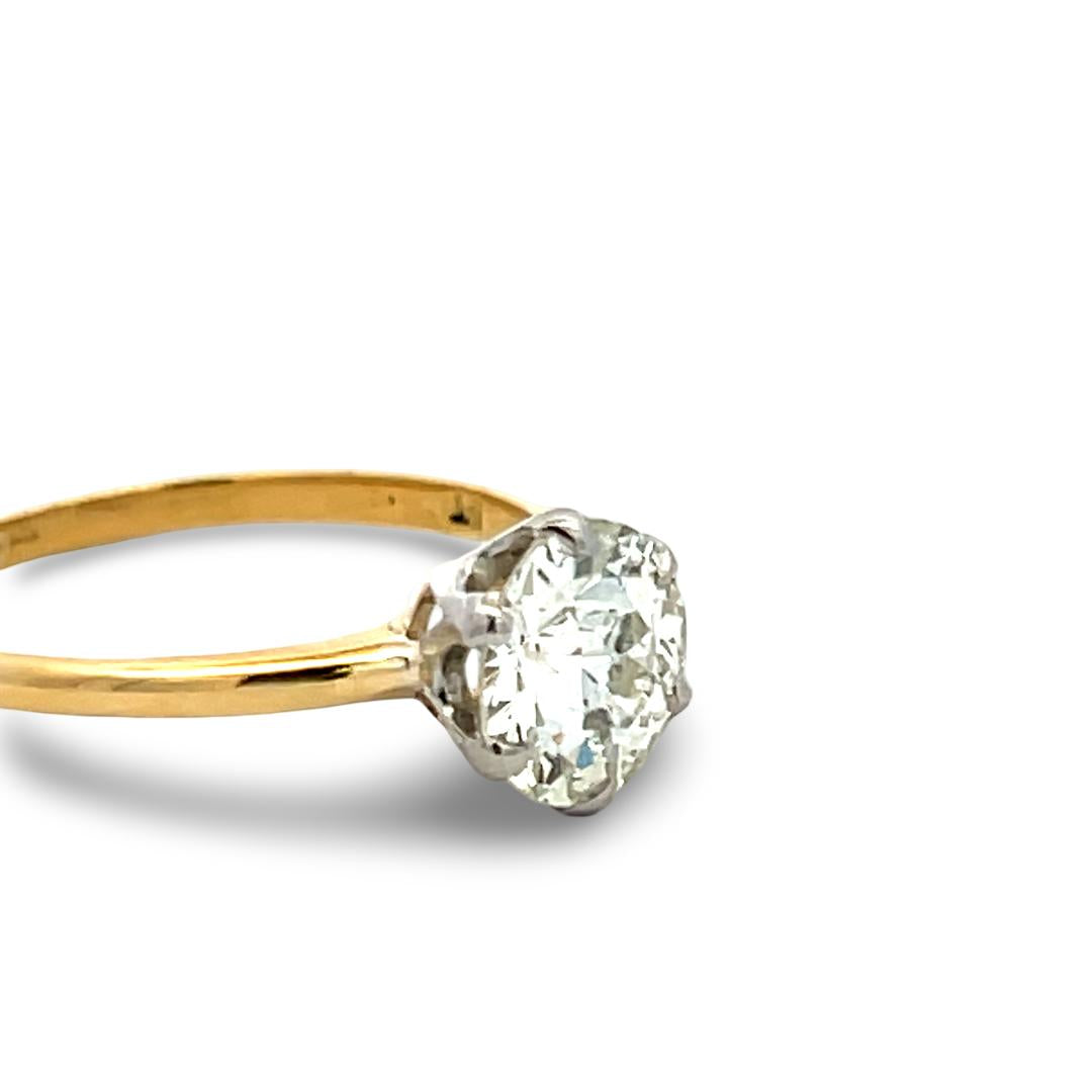 18K Two Tone Gold Platinum Engagement Ring with 1.5ct Circular Diamond L SI1 GIA