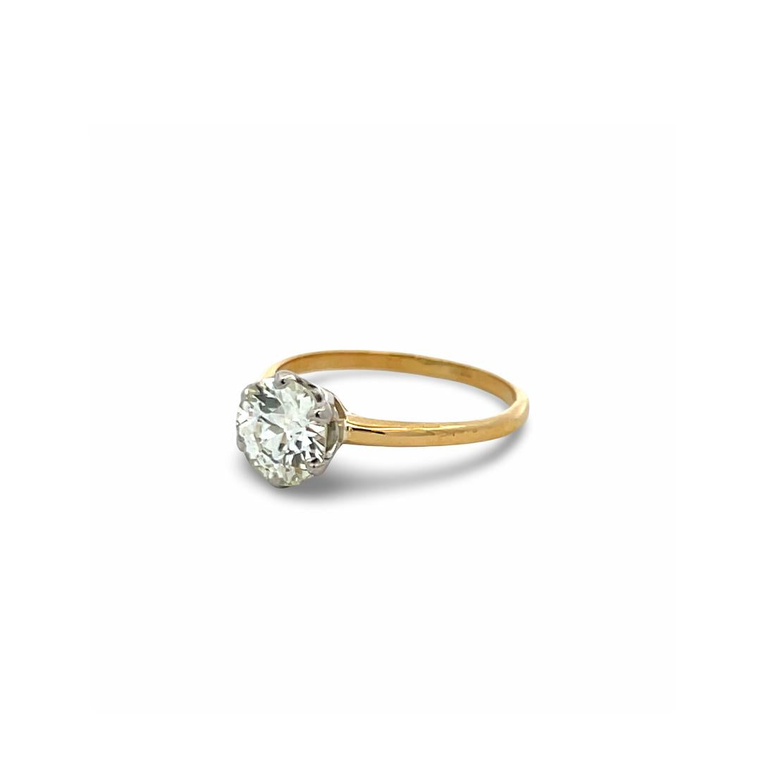 18K Two Tone Gold Platinum Engagement Ring with 1.5ct Circular Diamond L SI1 GIA