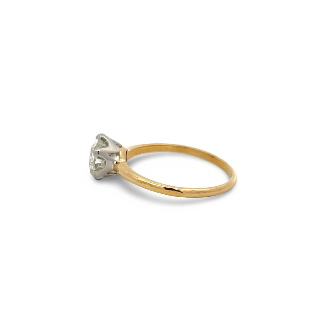 18K Two Tone Gold Platinum Engagement Ring with 1.5ct Circular Diamond L SI1 GIA