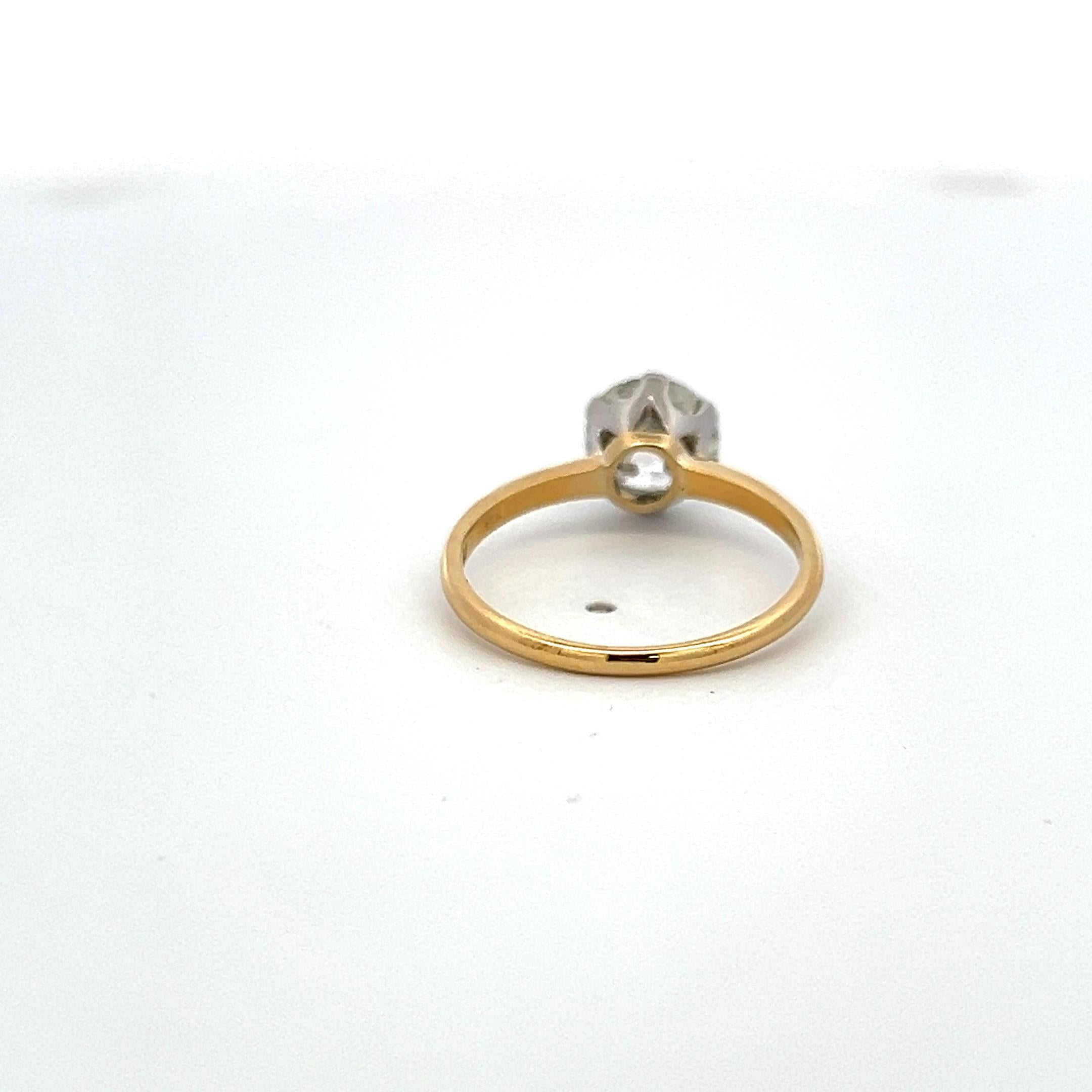 1.50ct L SI1 Round Diamond 18K Gold & Platinum Vintage Engagement Ring