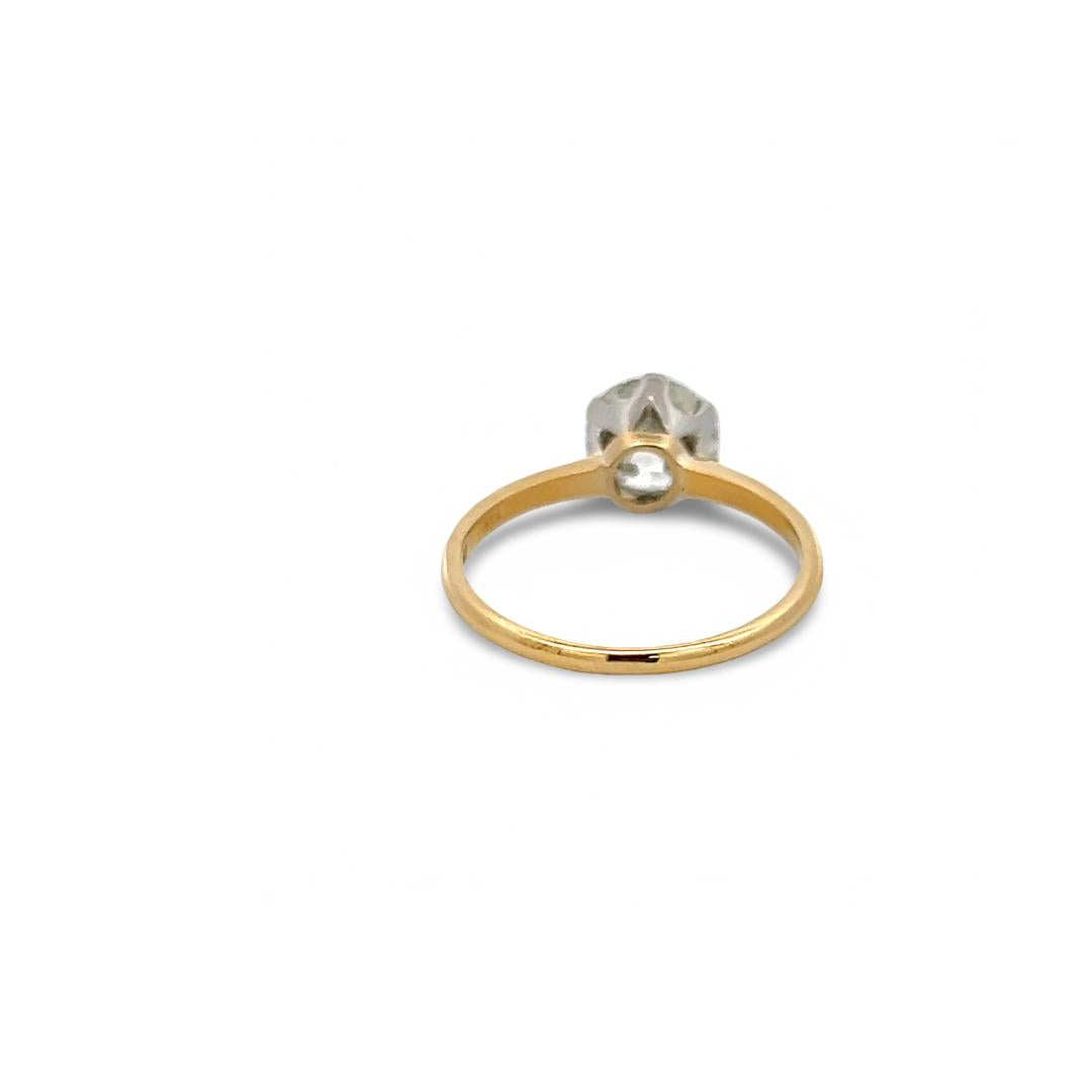 18K Two Tone Gold Platinum Engagement Ring with 1.5ct Circular Diamond L SI1 GIA