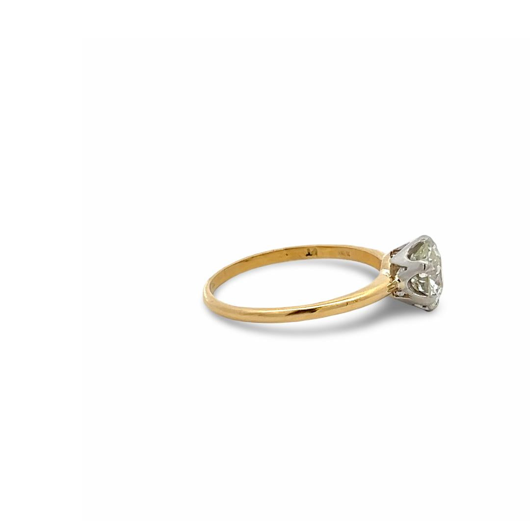 18K Two Tone Gold Platinum Engagement Ring with 1.5ct Circular Diamond L SI1 GIA