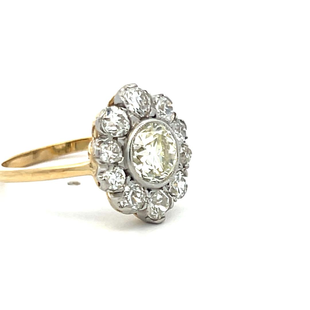 2.18ct Old European & Old Miner Cut Diamond Edwardian Ring 18K/Platinum