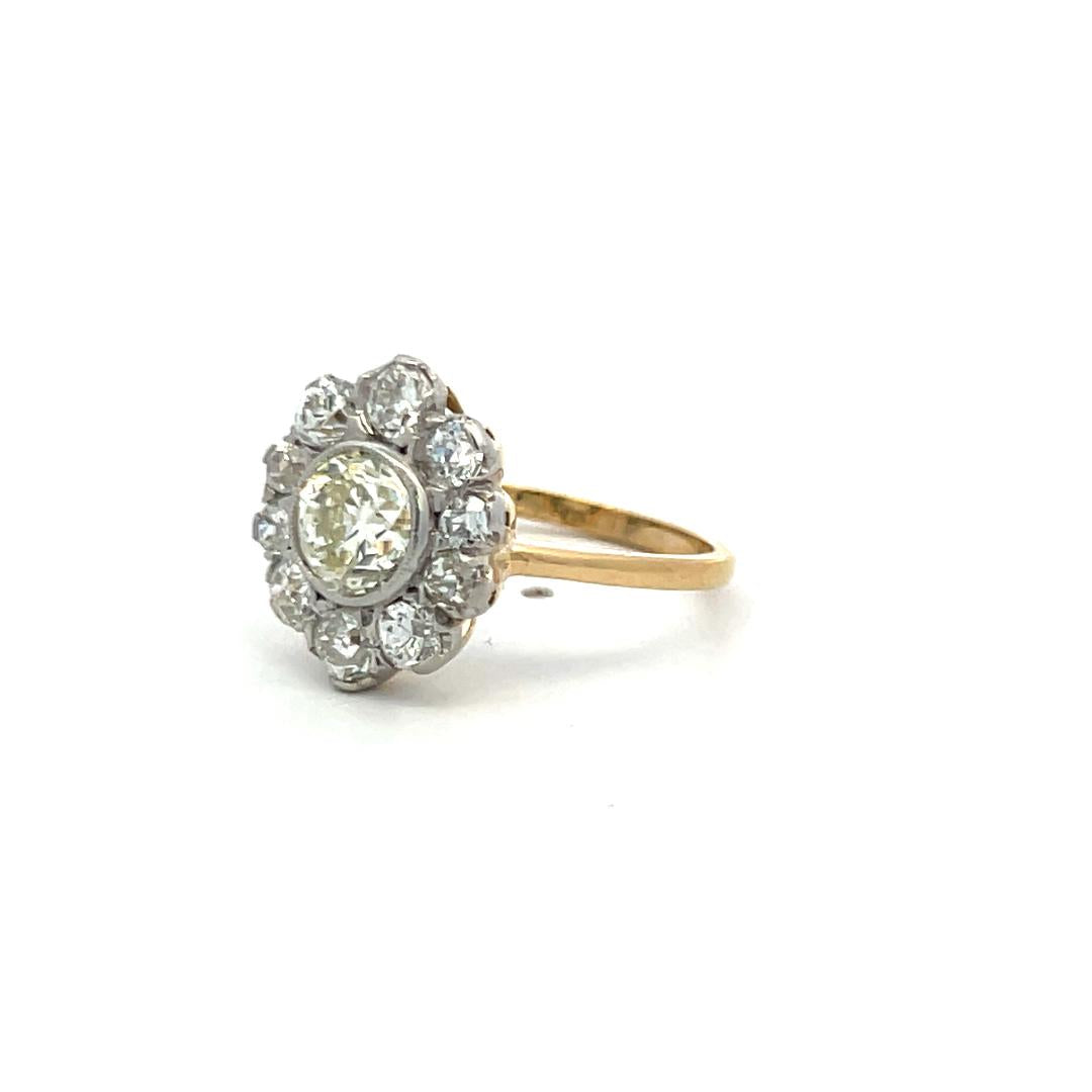 2.18ct Old European & Old Miner Cut Diamond Edwardian Ring 18K/Platinum
