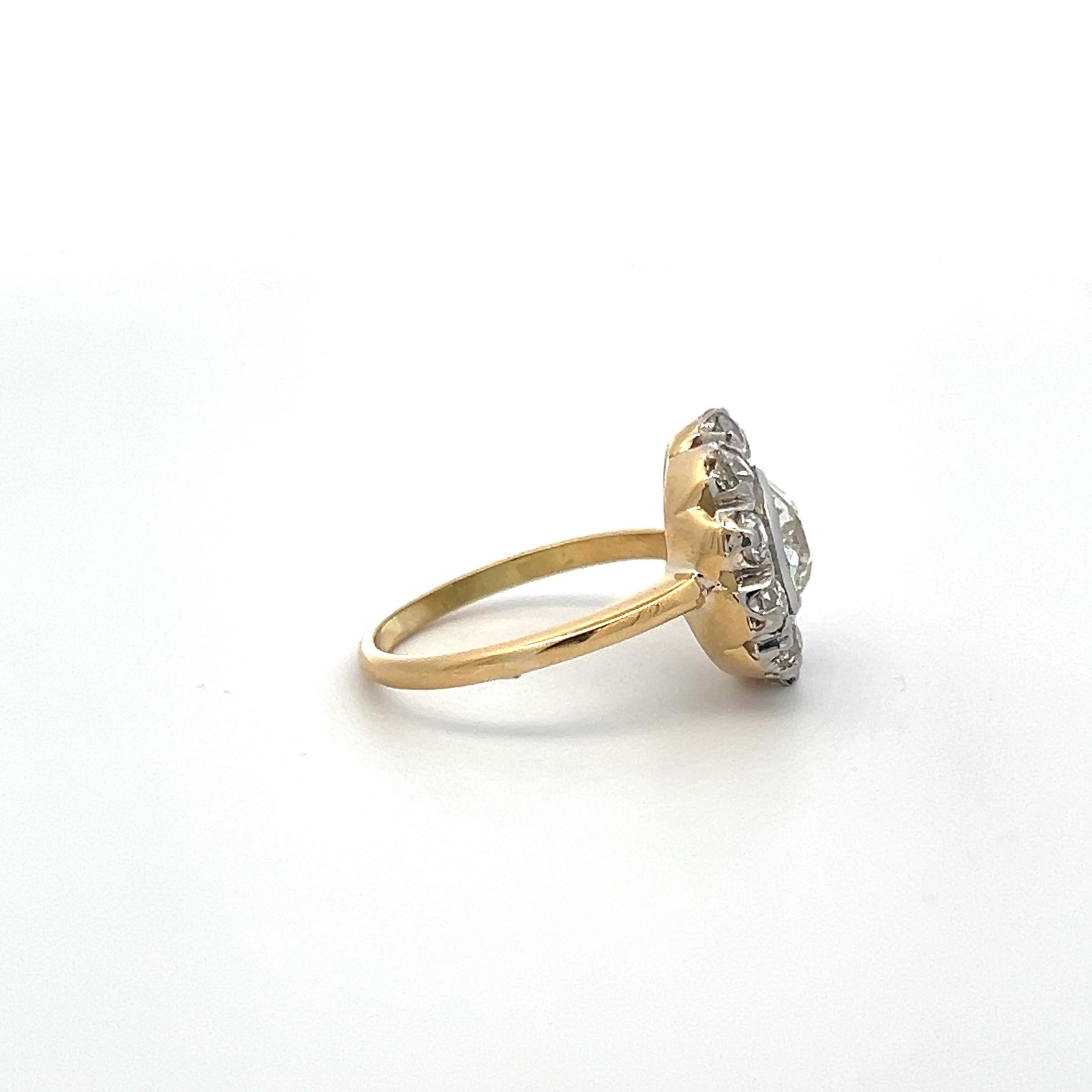 2.51ct Old European & Old Miner Cut Diamond Edwardian Ring 18K/Platinum