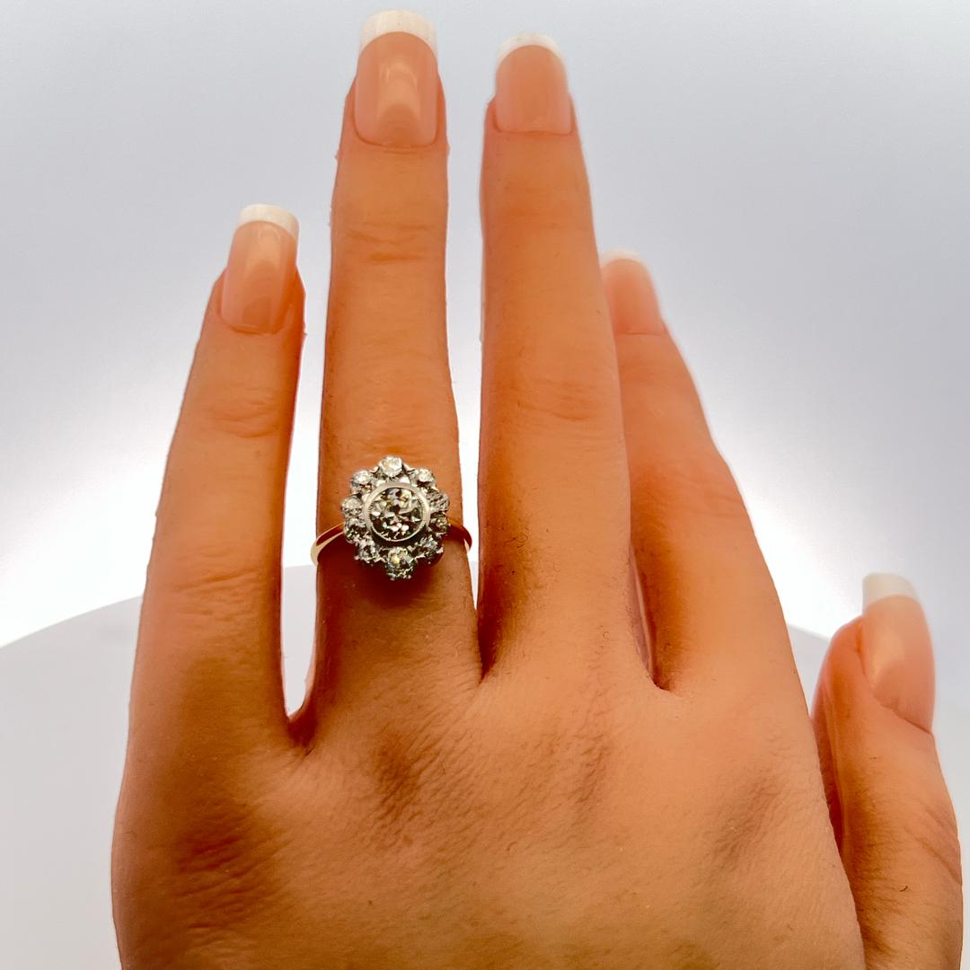1.87ct Old European & Old Miner Cut Diamond Edwardian Ring 18K/Platinum GIA