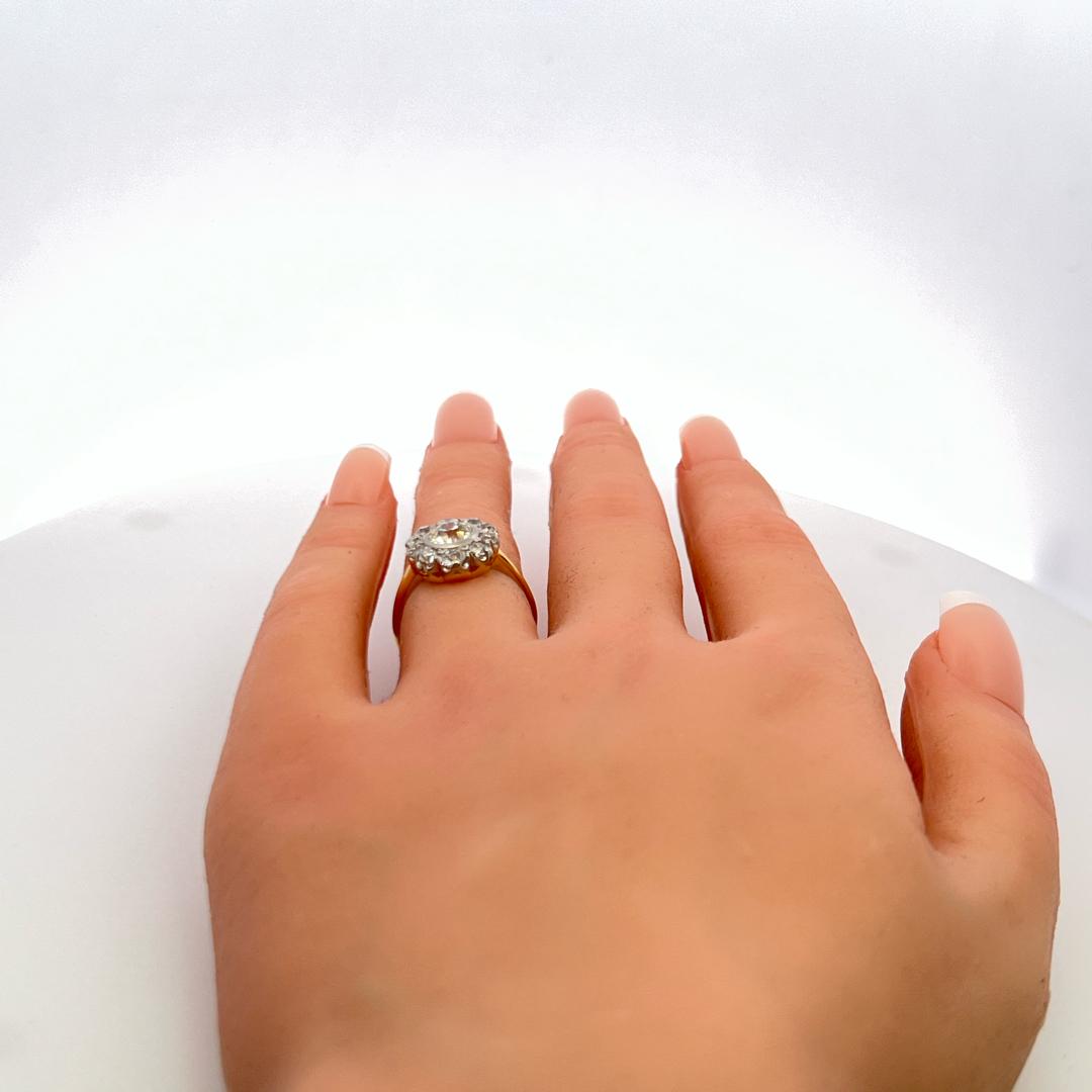 1.87ct Old European & Old Miner Cut Diamond Edwardian Ring 18K/Platinum GIA