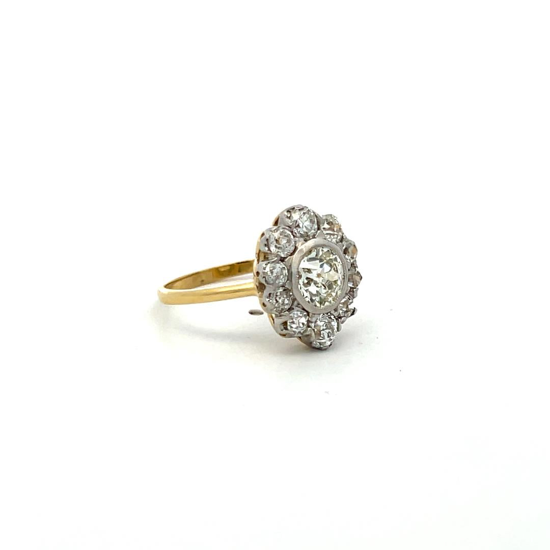 1.87ct Old European & Old Miner Cut Diamond Edwardian Ring 18K/Platinum GIA