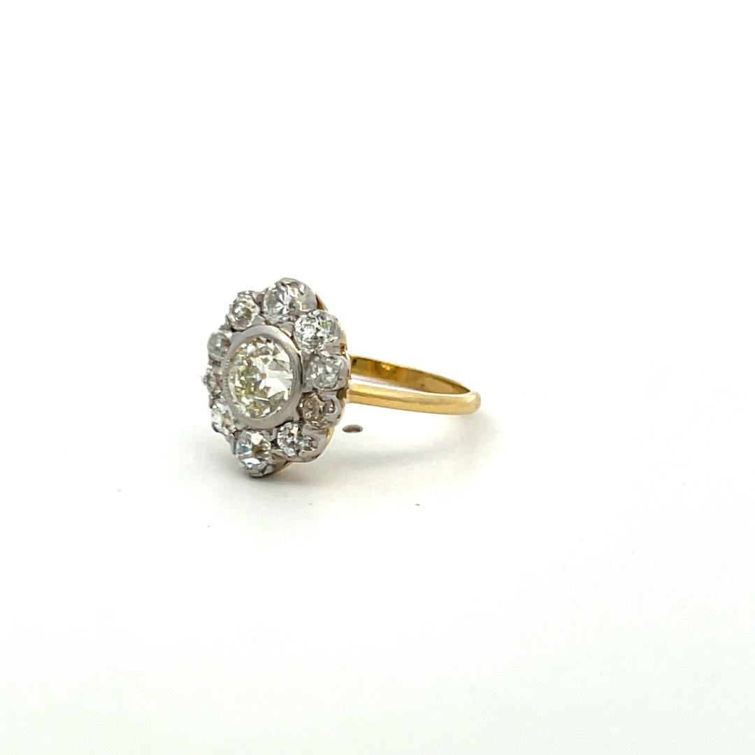1.87ct Old European & Old Miner Cut Diamond Edwardian Ring 18K/Platinum GIA