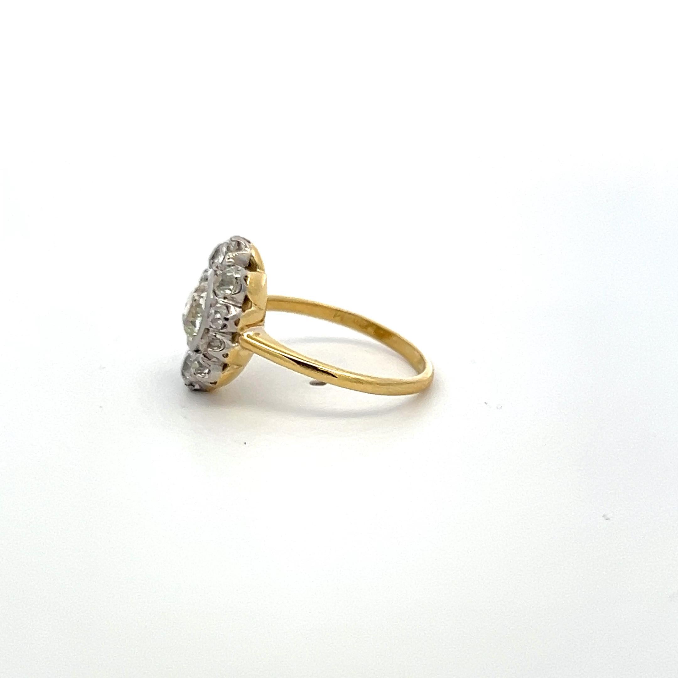 1.87ct Old European & Old Miner Cut Diamond Edwardian Ring 18K/Platinum GIA