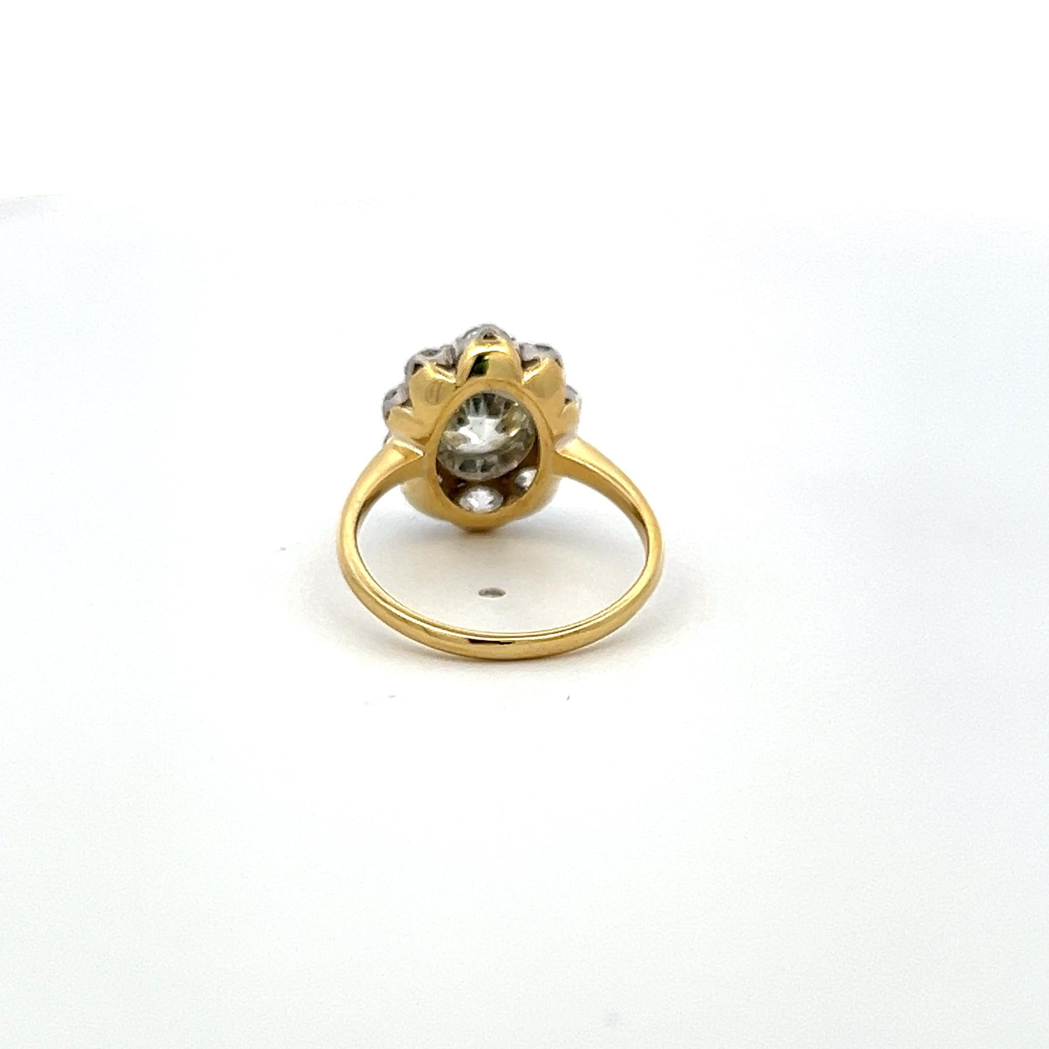 1.87ct Old European & Old Miner Cut Diamond Edwardian Ring 18K/Platinum GIA