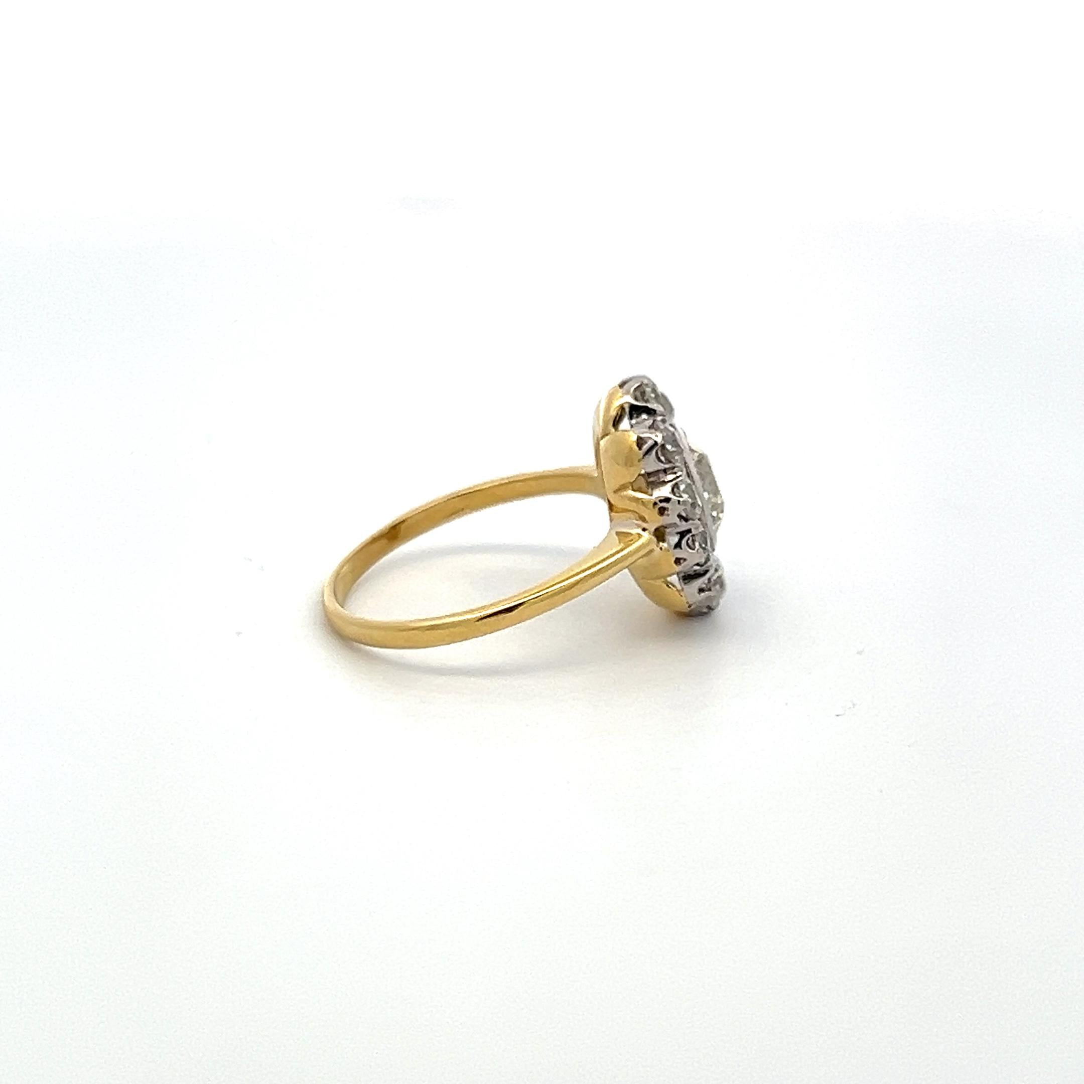 1.87ct Old European & Old Miner Cut Diamond Edwardian Ring 18K/Platinum GIA