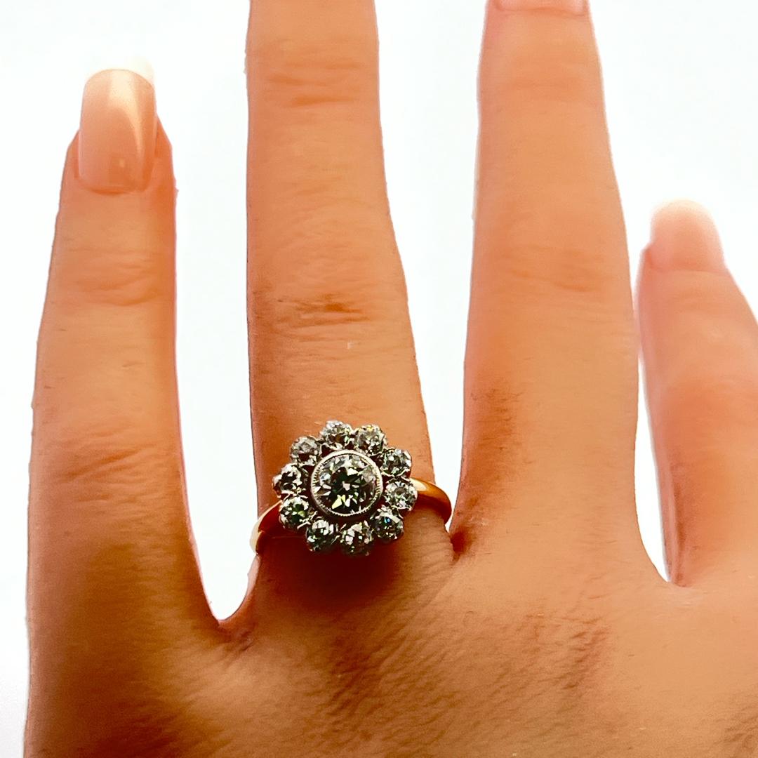 1.77ct Old Miner & Old European Cut Diamond Edwardian Ring 18K/Platinum