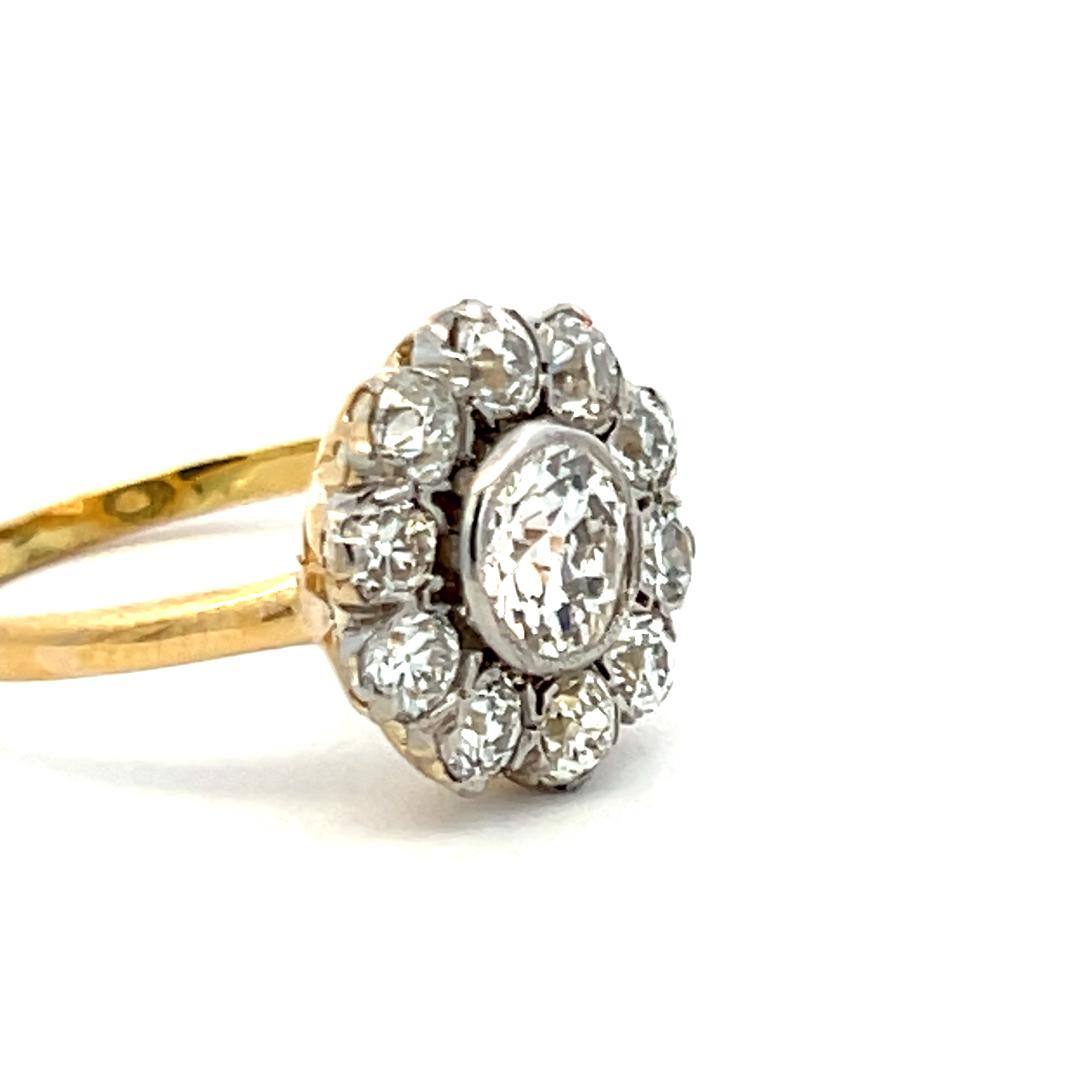 1.77ct Old Miner & Old European Cut Diamond Edwardian Ring 18K/Platinum