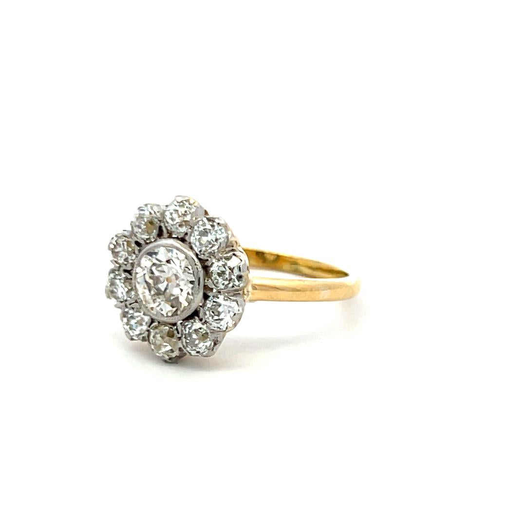 1.77ct Old Miner & Old European Cut Diamond Edwardian Ring 18K/Platinum