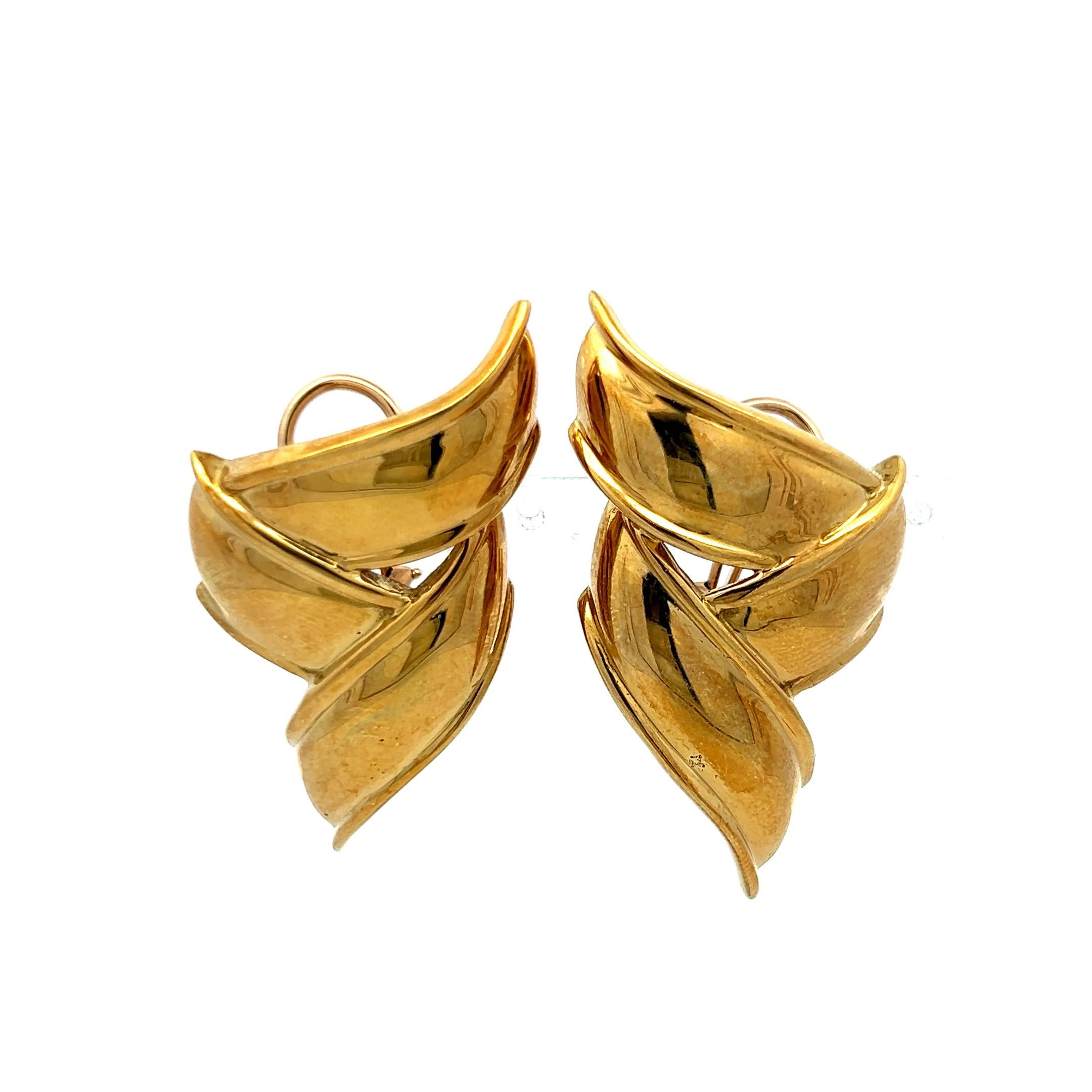 Tiffany & Co. 18K Yellow Gold Sculptural Vintage Clip-On Earrings