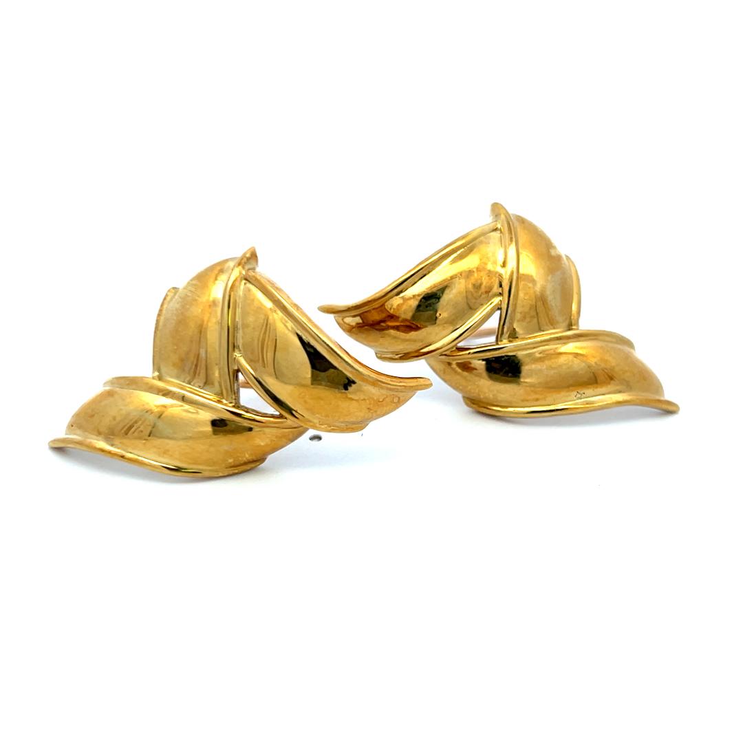 Tiffany & Co. 18K Yellow Gold Sculptural Vintage Clip-On Earrings
