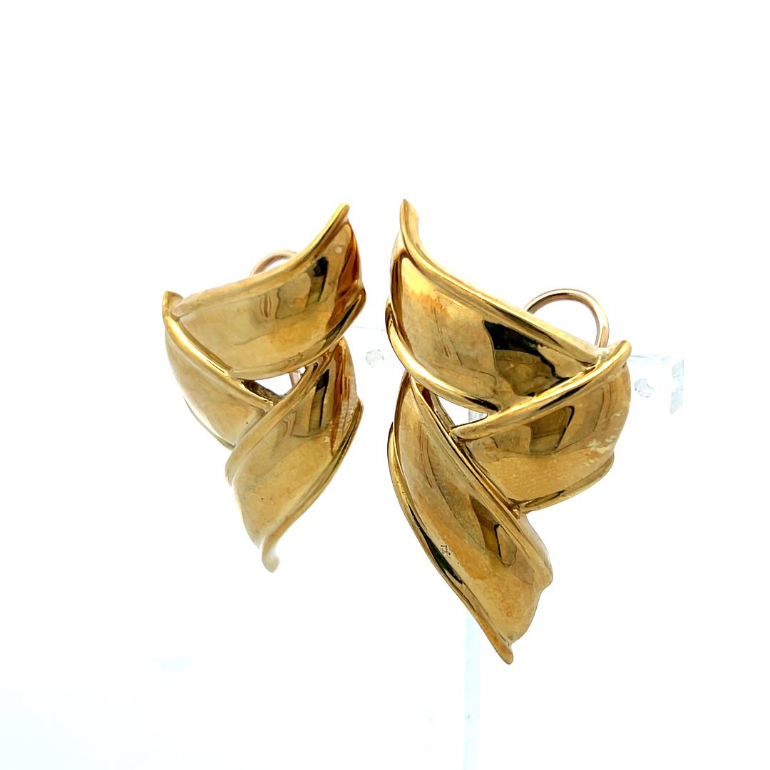 Tiffany & Co. 18K Yellow Gold Sculptural Vintage Clip-On Earrings