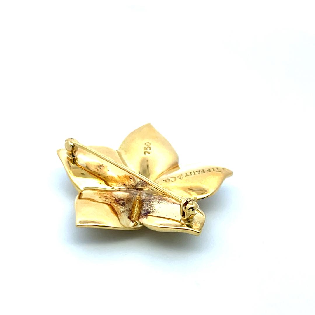 Tiffany & Co. Plumeria 18K Yellow Gold Vintage Floral Pin Brooch