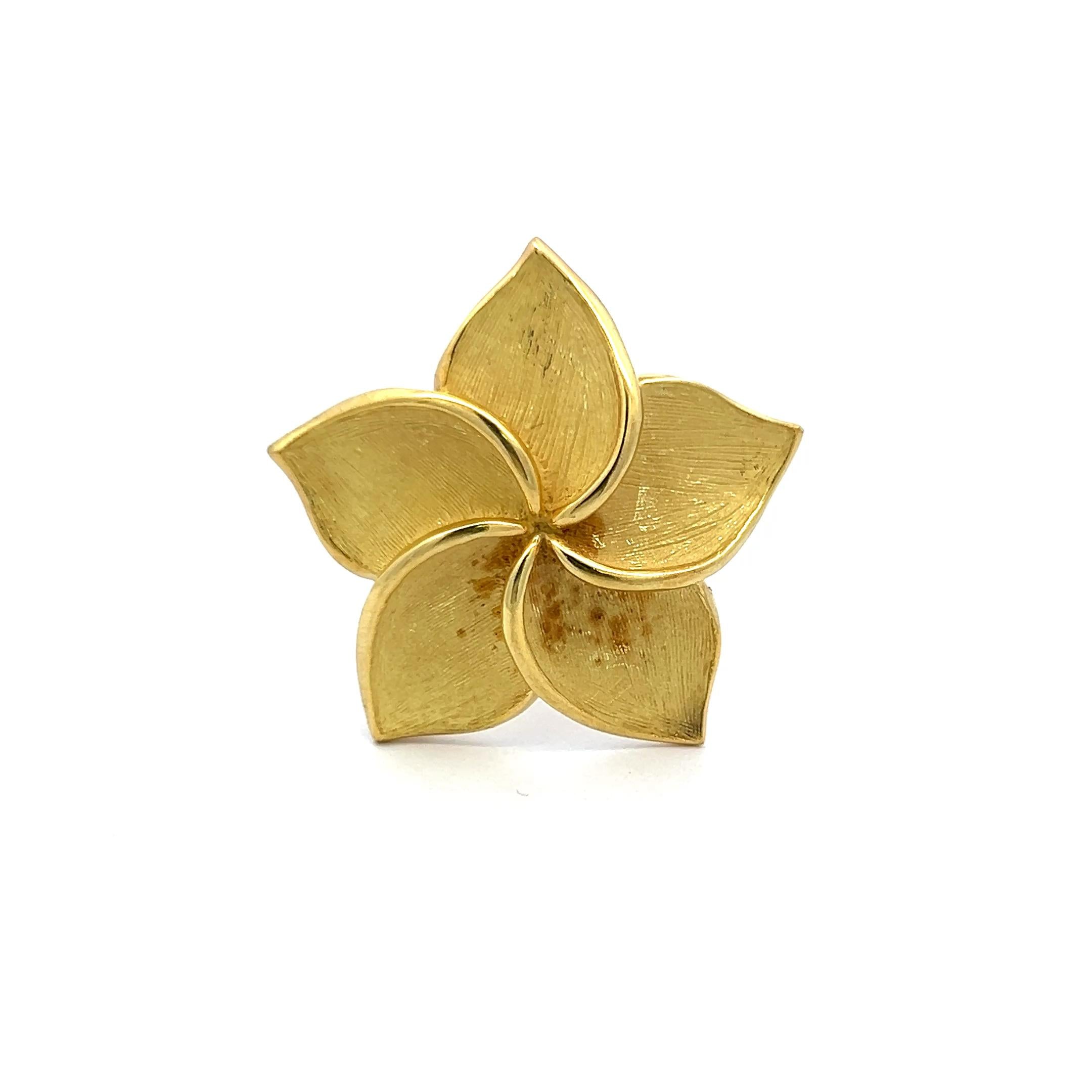 Tiffany & Co. Plumeria 18K Yellow Gold Vintage Floral Pin Brooch