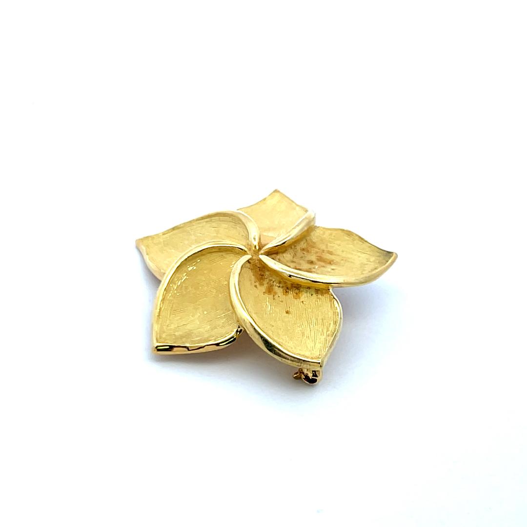 Tiffany & Co. Plumeria 18K Yellow Gold Vintage Floral Pin Brooch