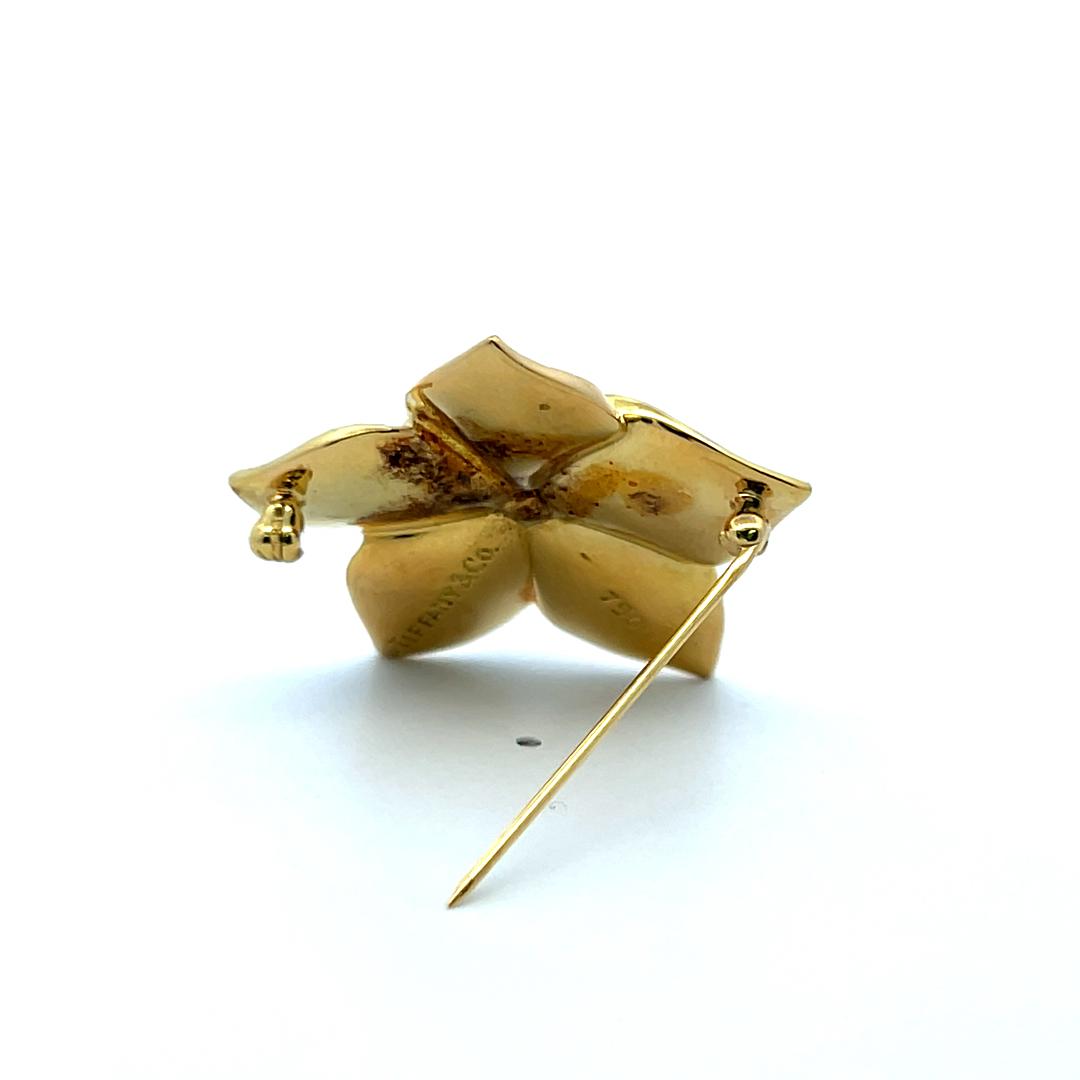 Tiffany & Co. Plumeria 18K Yellow Gold Vintage Floral Pin Brooch