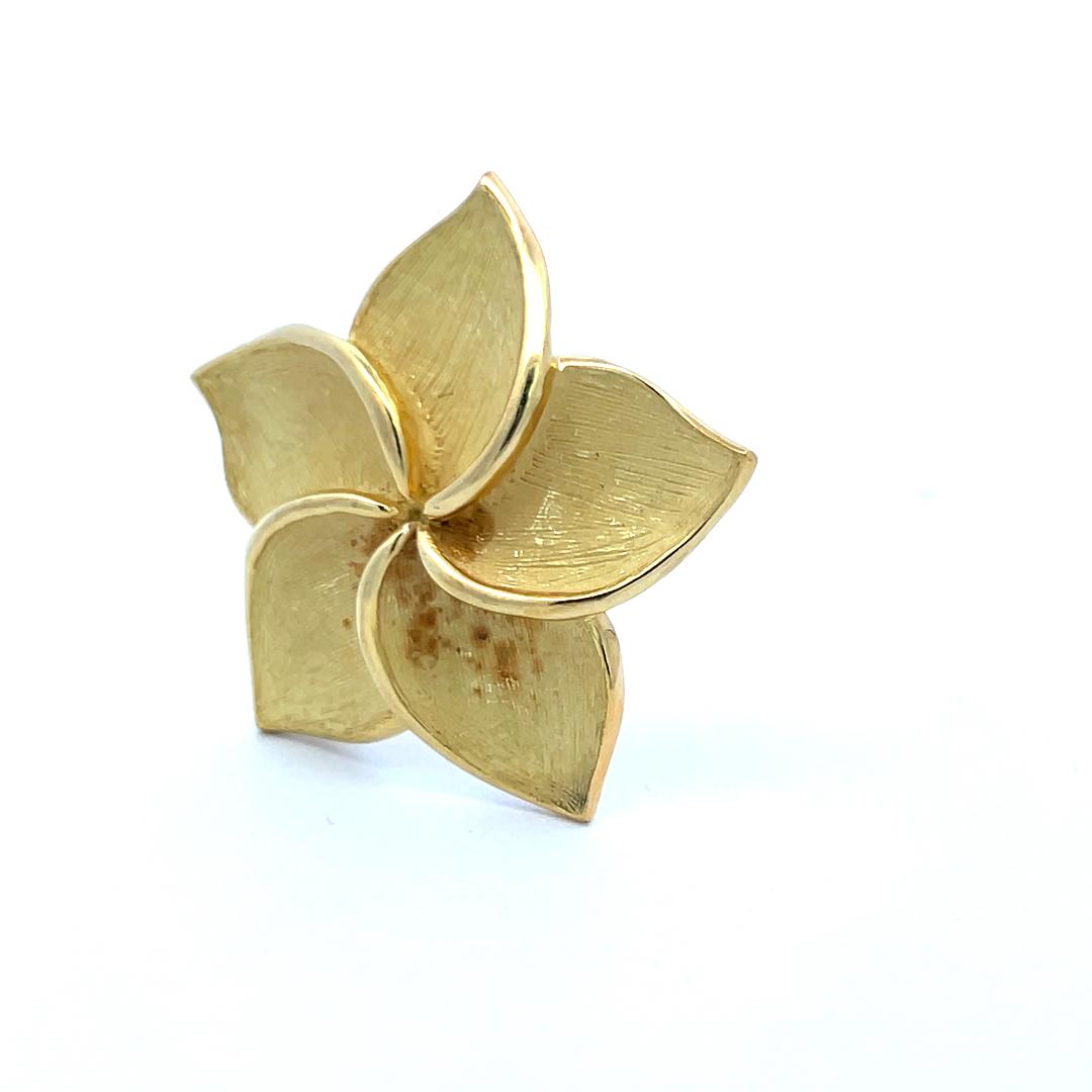 Tiffany & Co. Plumeria 18K Yellow Gold Vintage Floral Pin Brooch