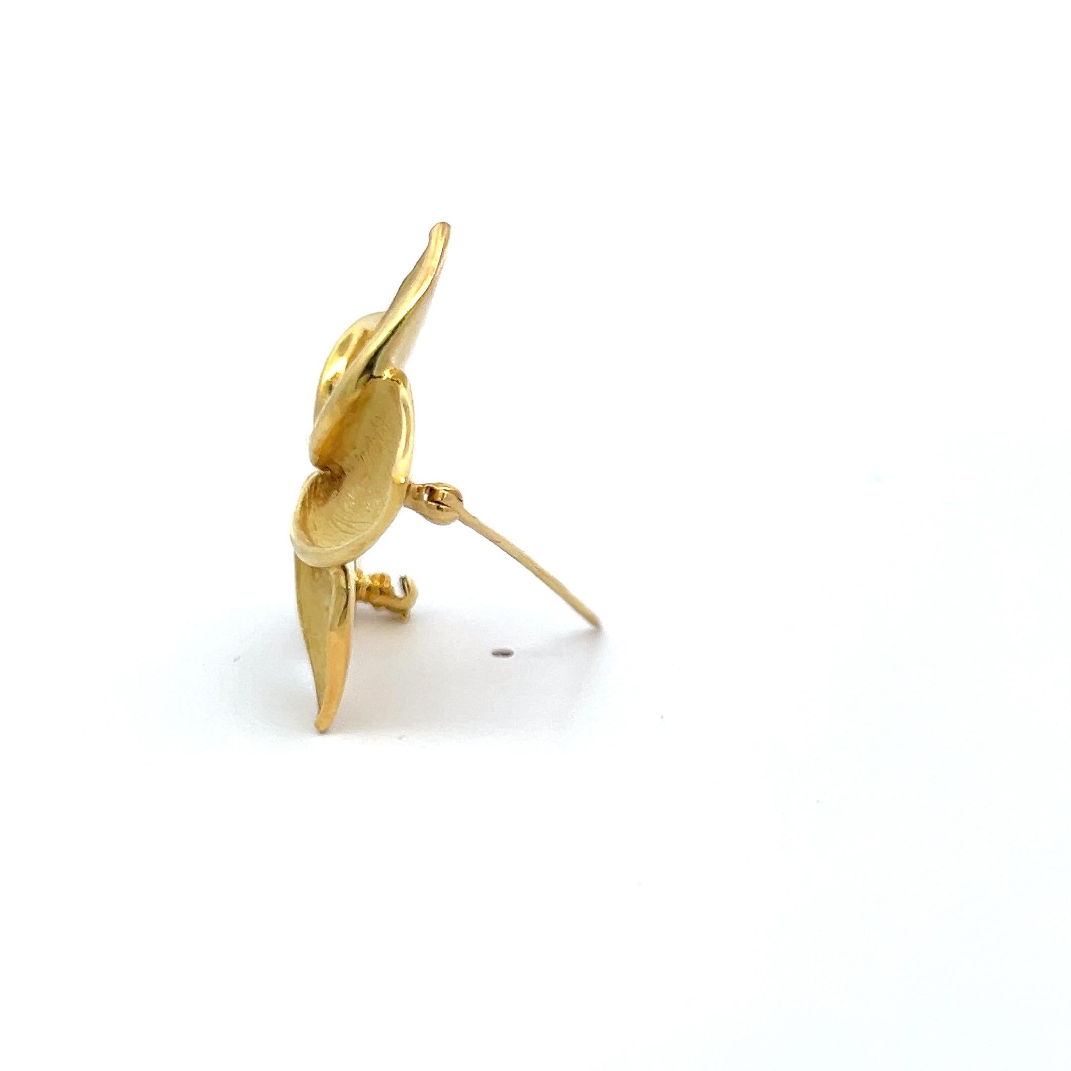 Tiffany & Co. Plumeria 18K Yellow Gold Vintage Floral Pin Brooch