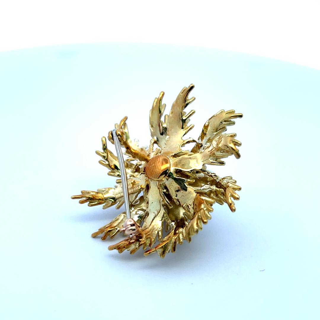 Tiffany & Co. 18K Gold Pearl and Diamond Vintage Floral Pin Brooch