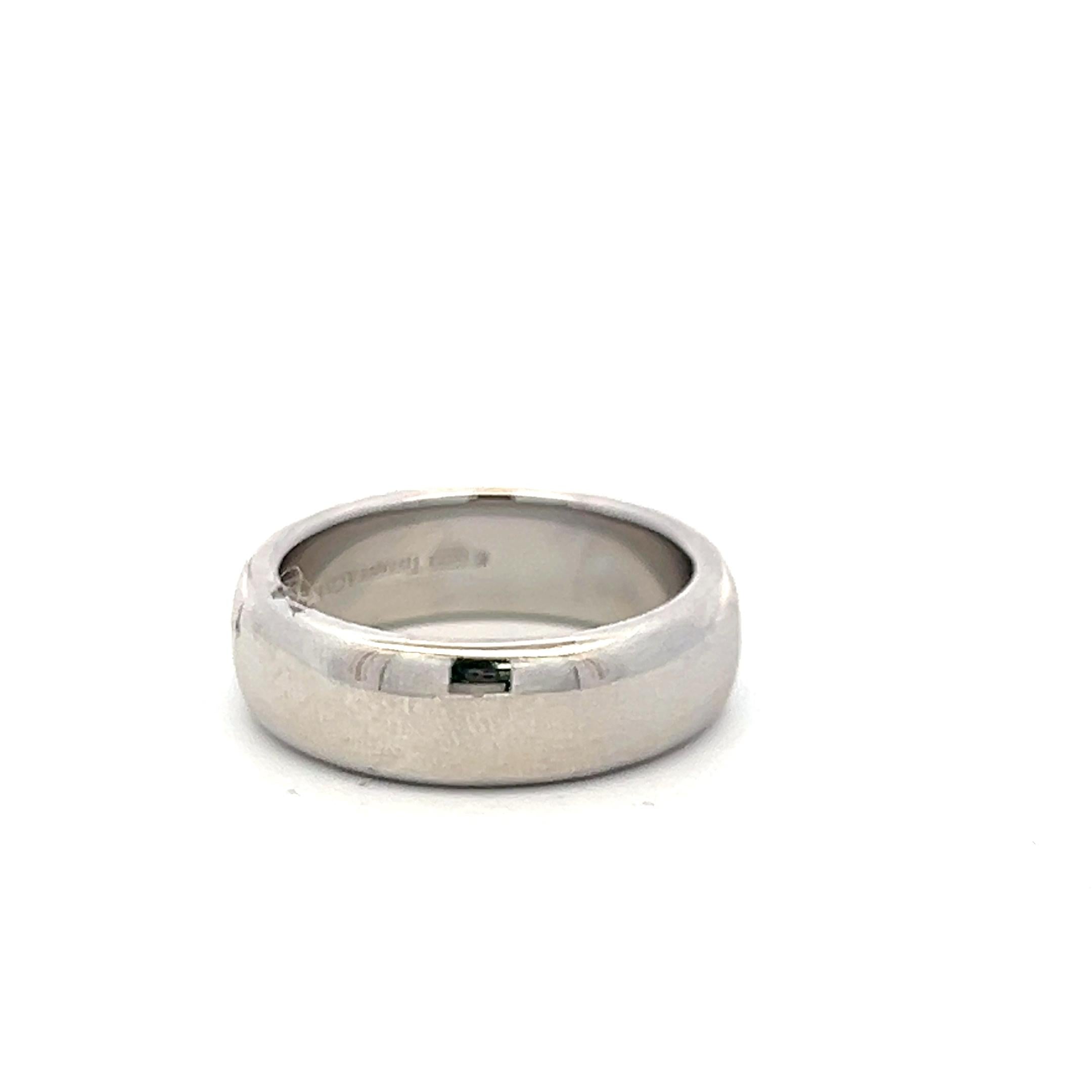 Tiffany & Co Vintage Platinum Band Ring 13.2 Grams 5.7 MM Wide Size 6