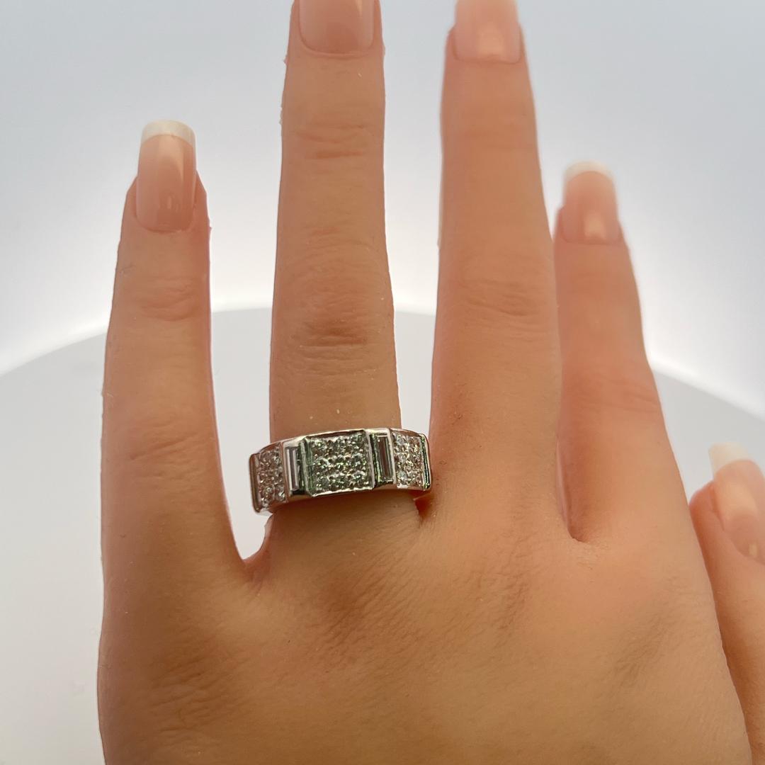 Vintage Platinum Band Ring With 1.8 Carat H-VS Diamond Band Size 7