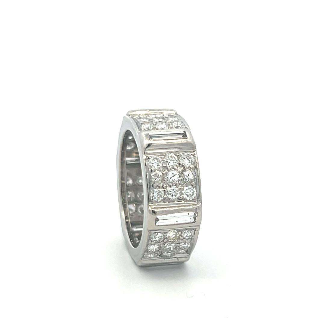 Vintage Platinum Band Ring With 1.8 Carat H-VS Diamond Band Size 7