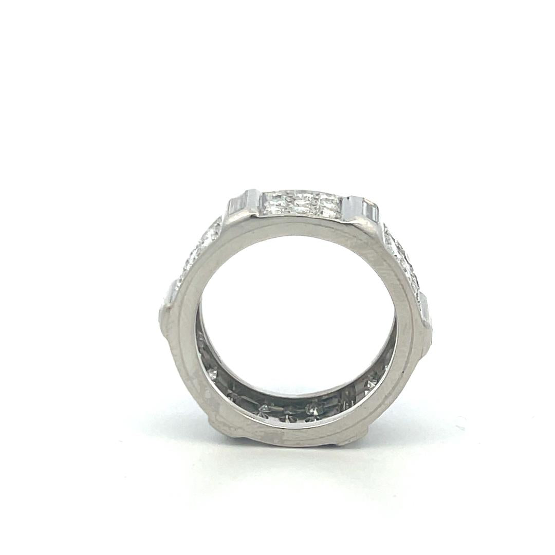 Vintage Platinum Band Ring With 1.8 Carat H-VS Diamond Band Size 7