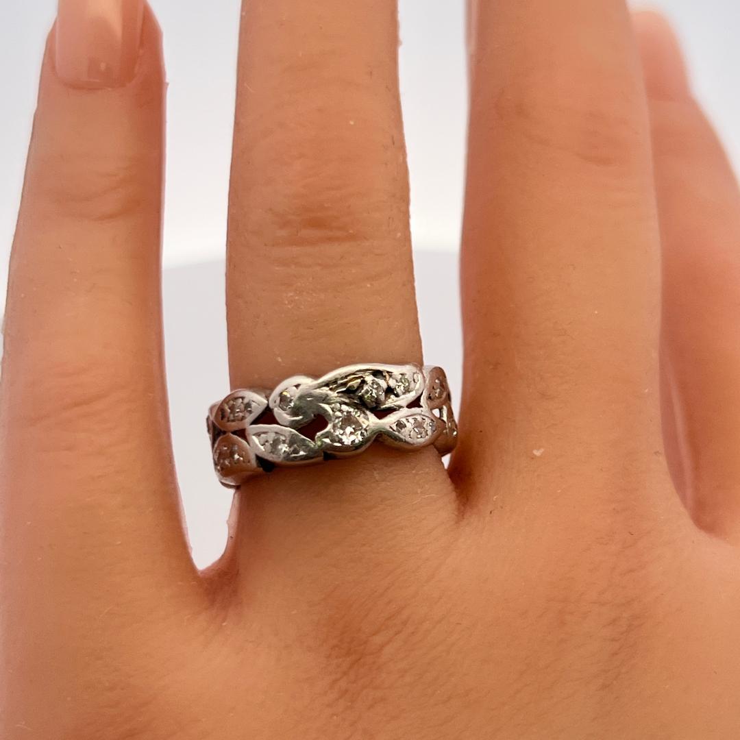 Vintage Platinum Band Ring with 0.35 Carat I-SI Diamonds, Size 7.5