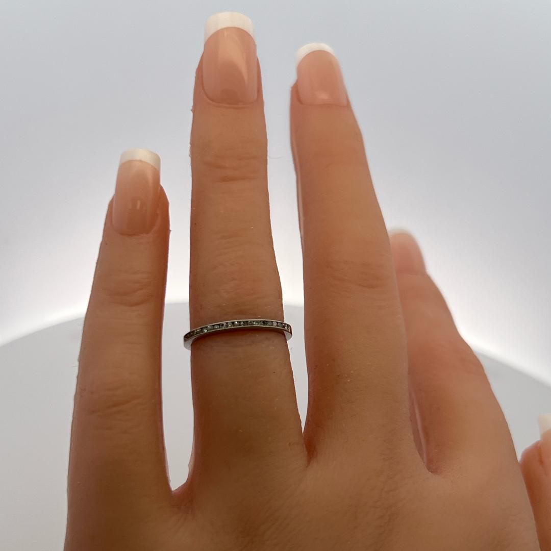 Platinum Half-Eternity Band Ring with 0.12 Carat Round F VS Diamonds Size 5.5