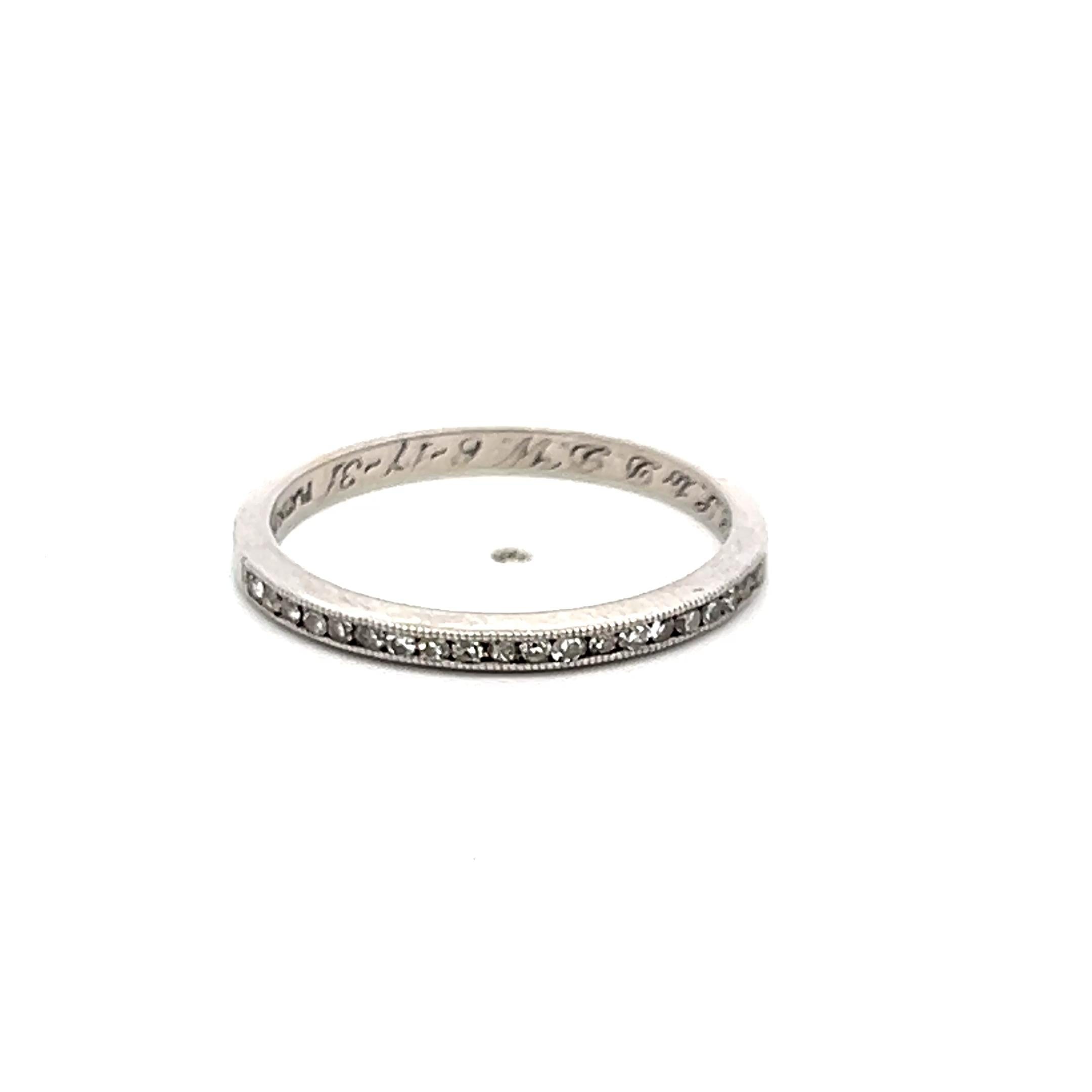Platinum Half-Eternity Band Ring with 0.12 Carat Round F VS Diamonds Size 5.5
