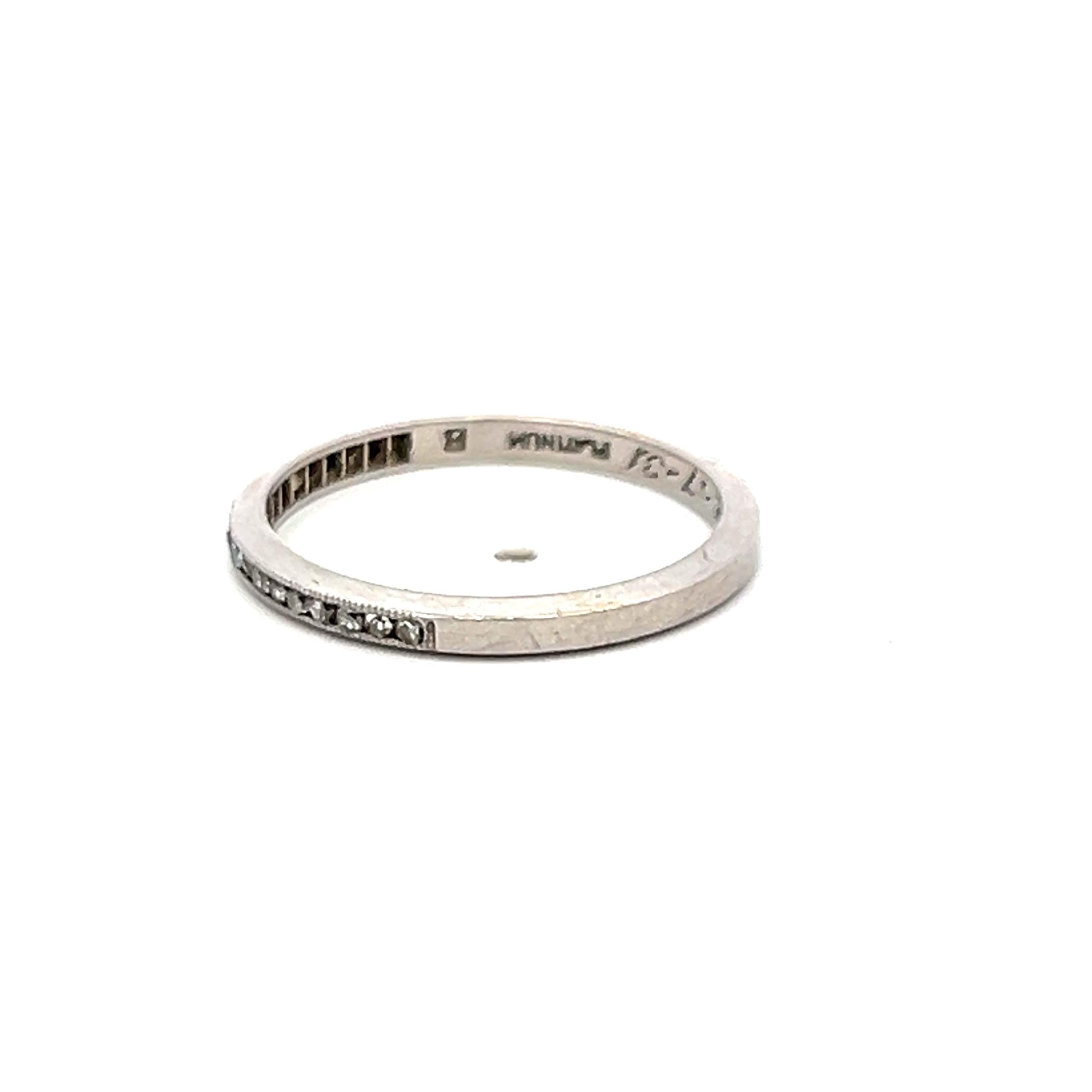 Platinum Half-Eternity Band Ring with 0.12 Carat Round F VS Diamonds Size 5.5