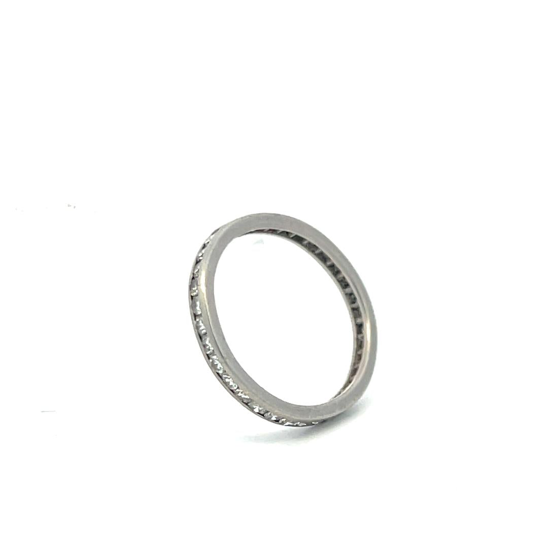 Vintage Platinum Band Ring with 0.44 H-SI Carat Diamond Size 5.5