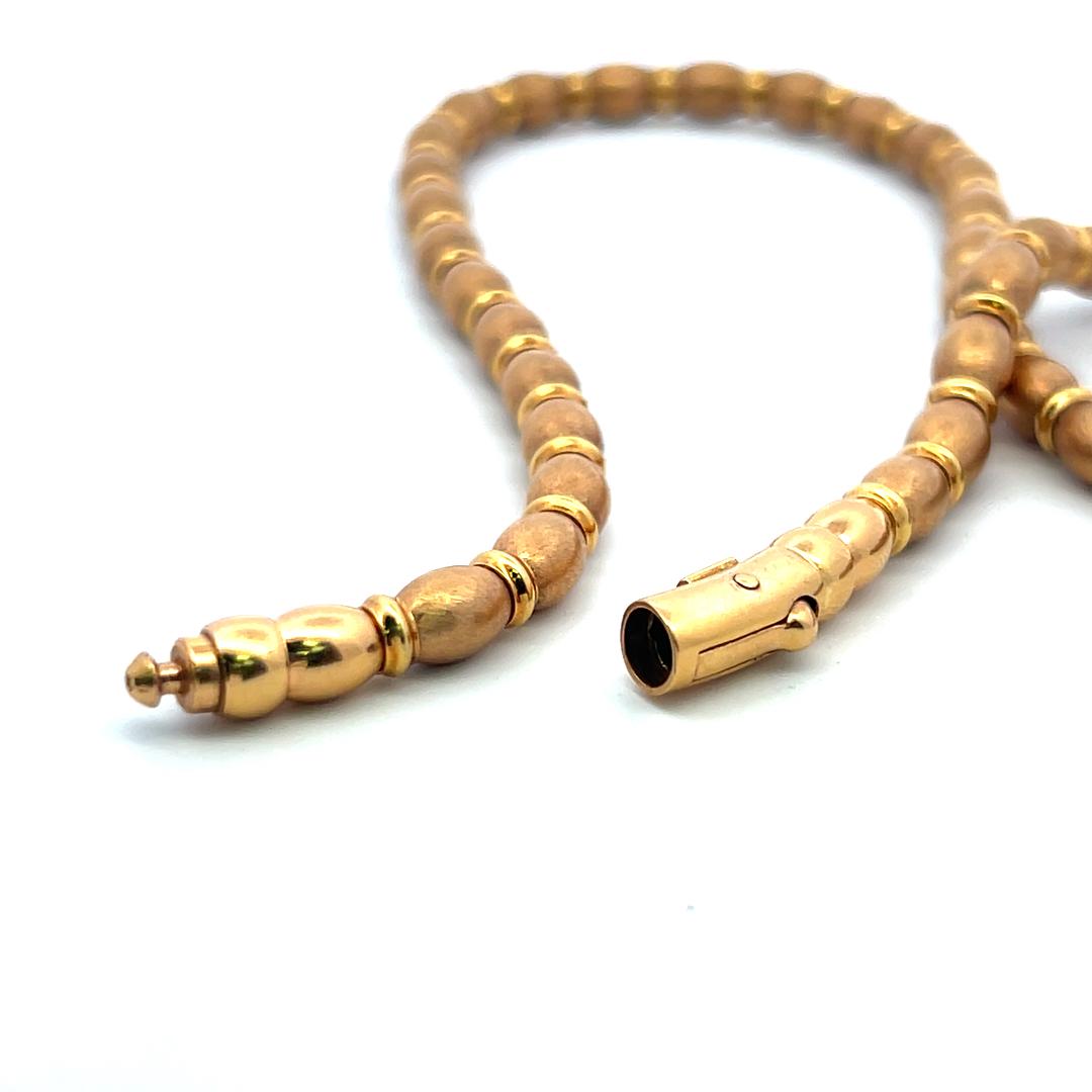 Vintage 18K Yellow Gold Chain Bead Necklace 33.2 Grams 16 Inch