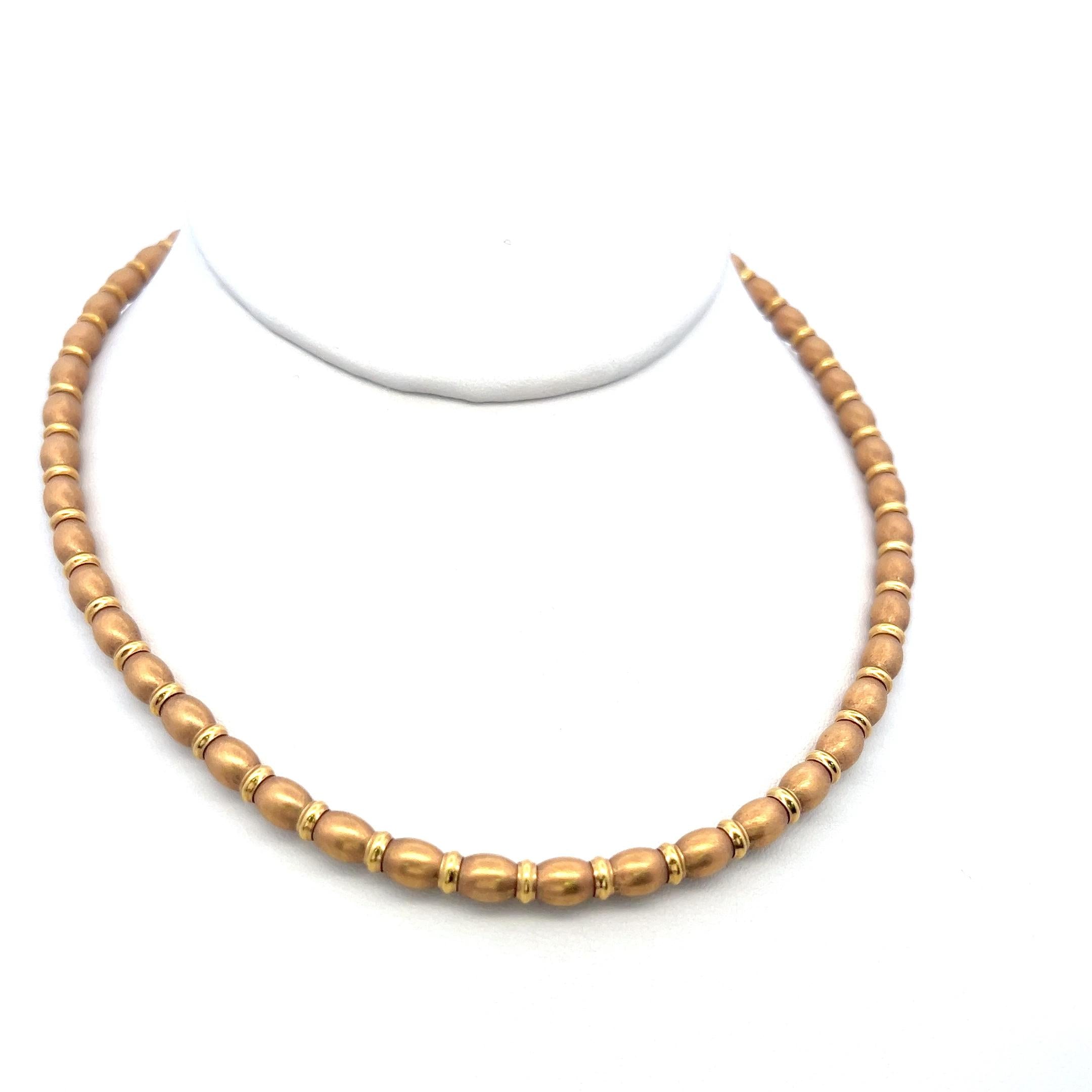 Vintage 18K Yellow Gold Chain Bead Necklace 33.2 Grams 16 Inch