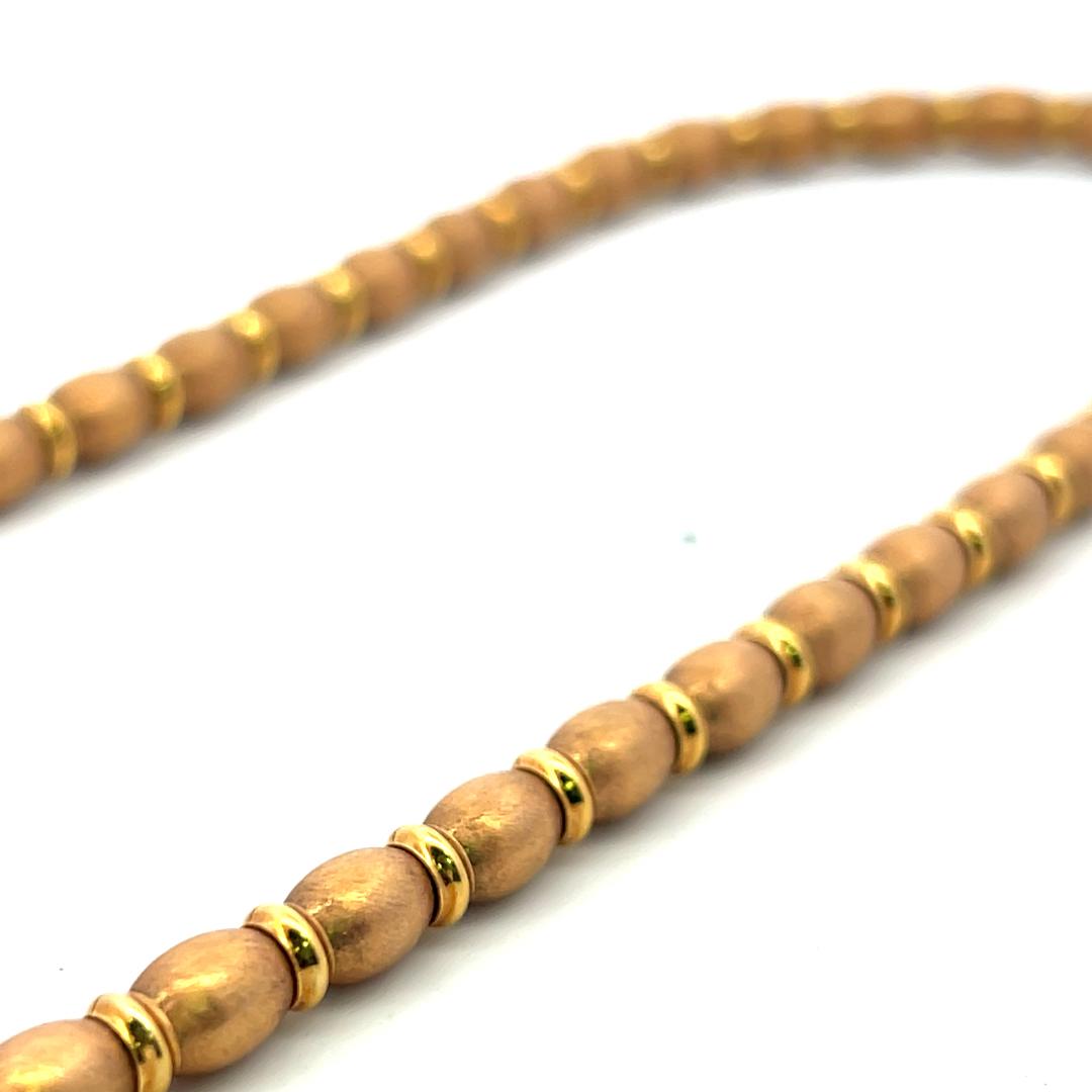 Vintage 18K Yellow Gold Chain Bead Necklace 33.2 Grams 16 Inch