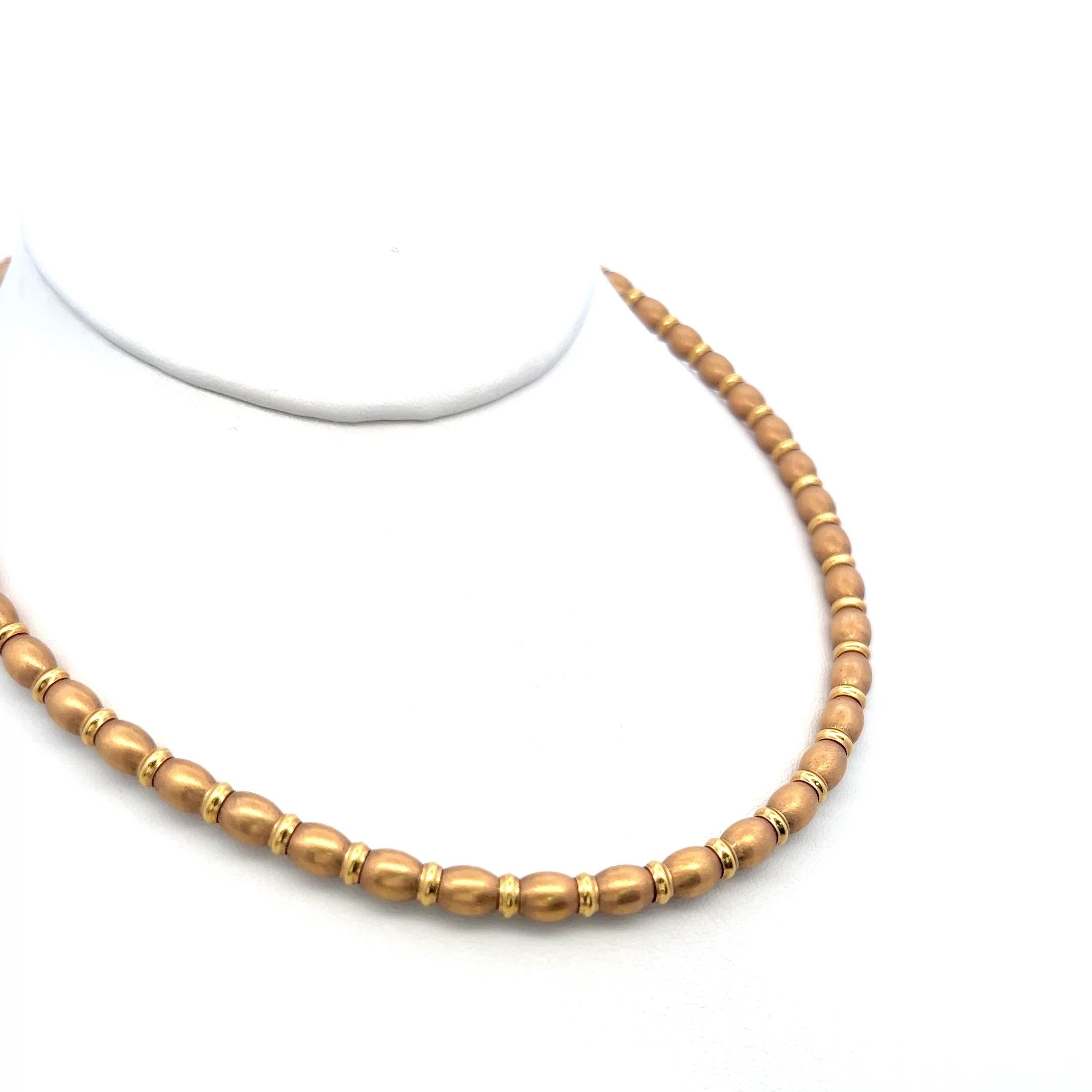 Vintage 18K Yellow Gold Chain Bead Necklace 33.2 Grams 16 Inch
