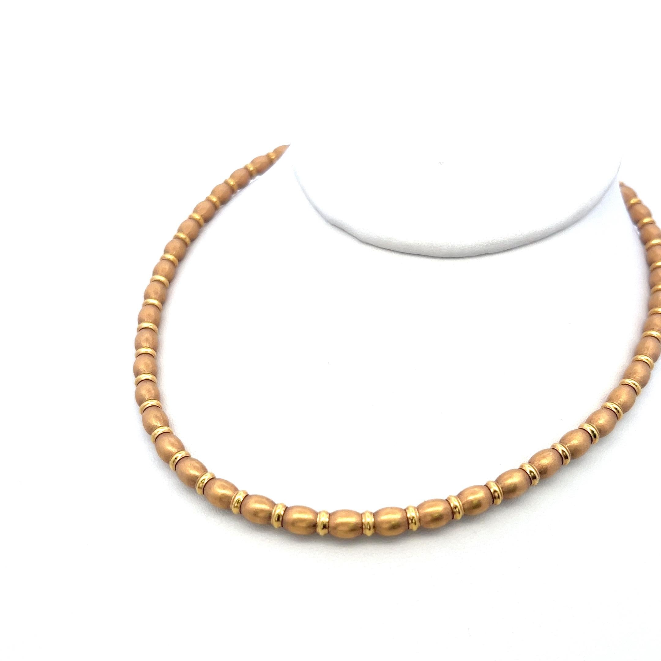 Vintage 18K Yellow Gold Chain Bead Necklace 33.2 Grams 16 Inch
