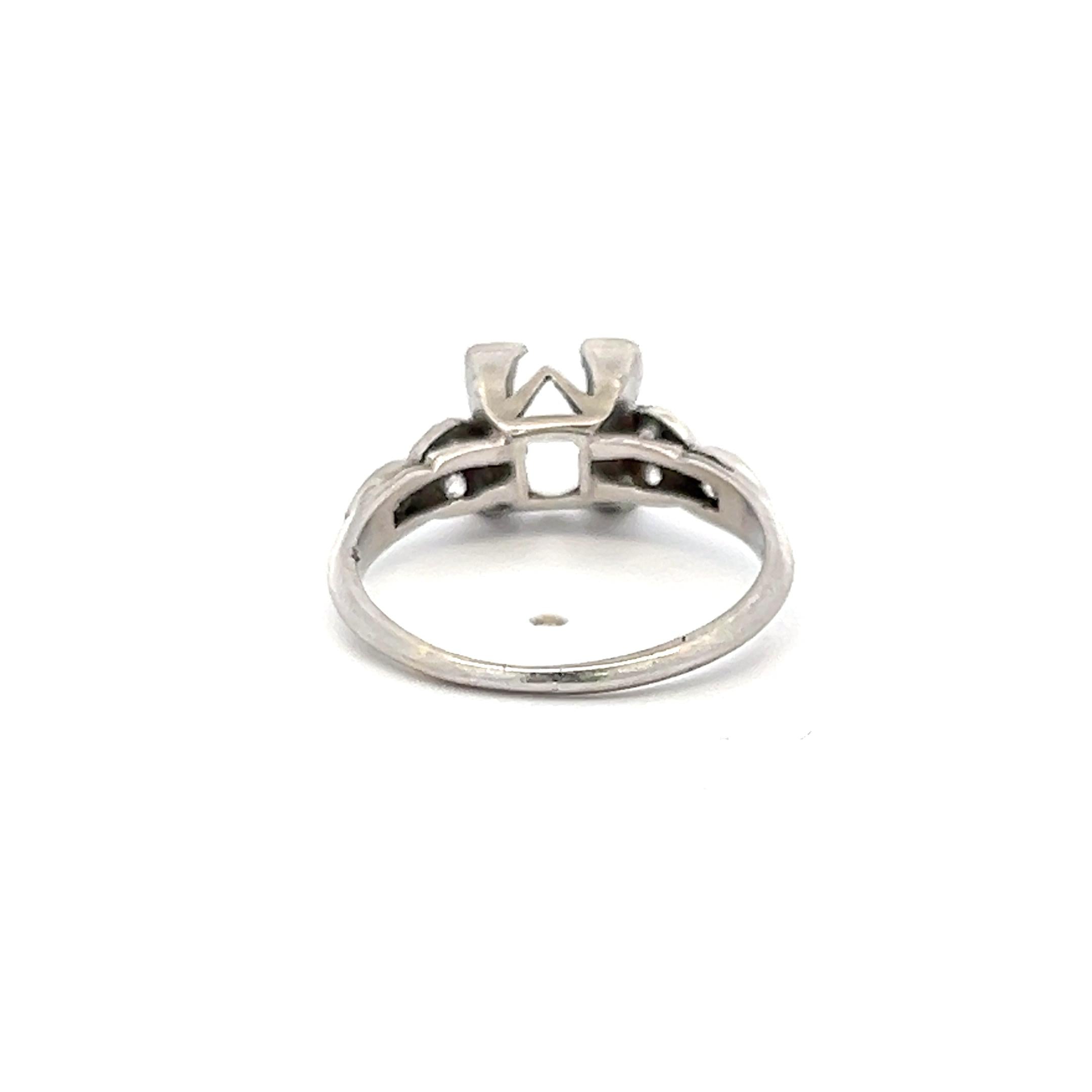 Vintage Platinum Semi Mount Ring With 0.12 Carat Diamond Fits 7.5*7.1 MM 1.50ct+