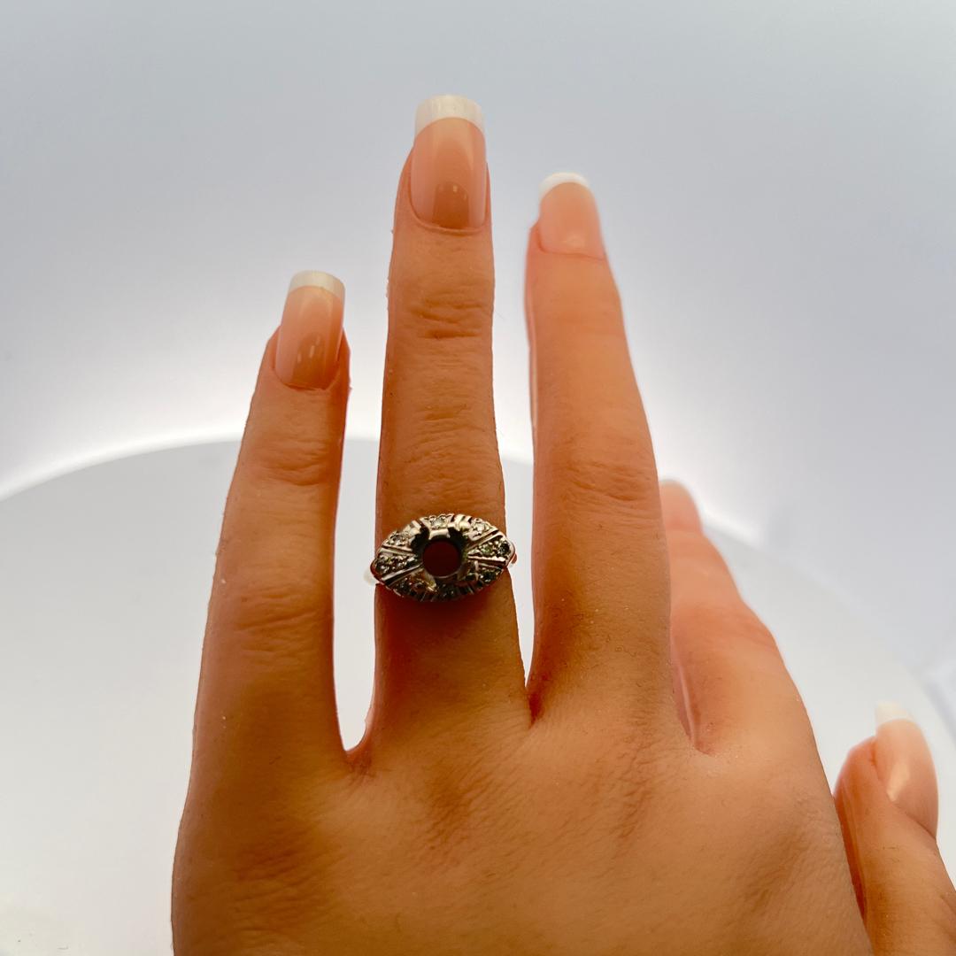 0.30 Carat Round Brilliant Diamond 14K WG Semi Mount Ring Holds 4.25*6.90 MM