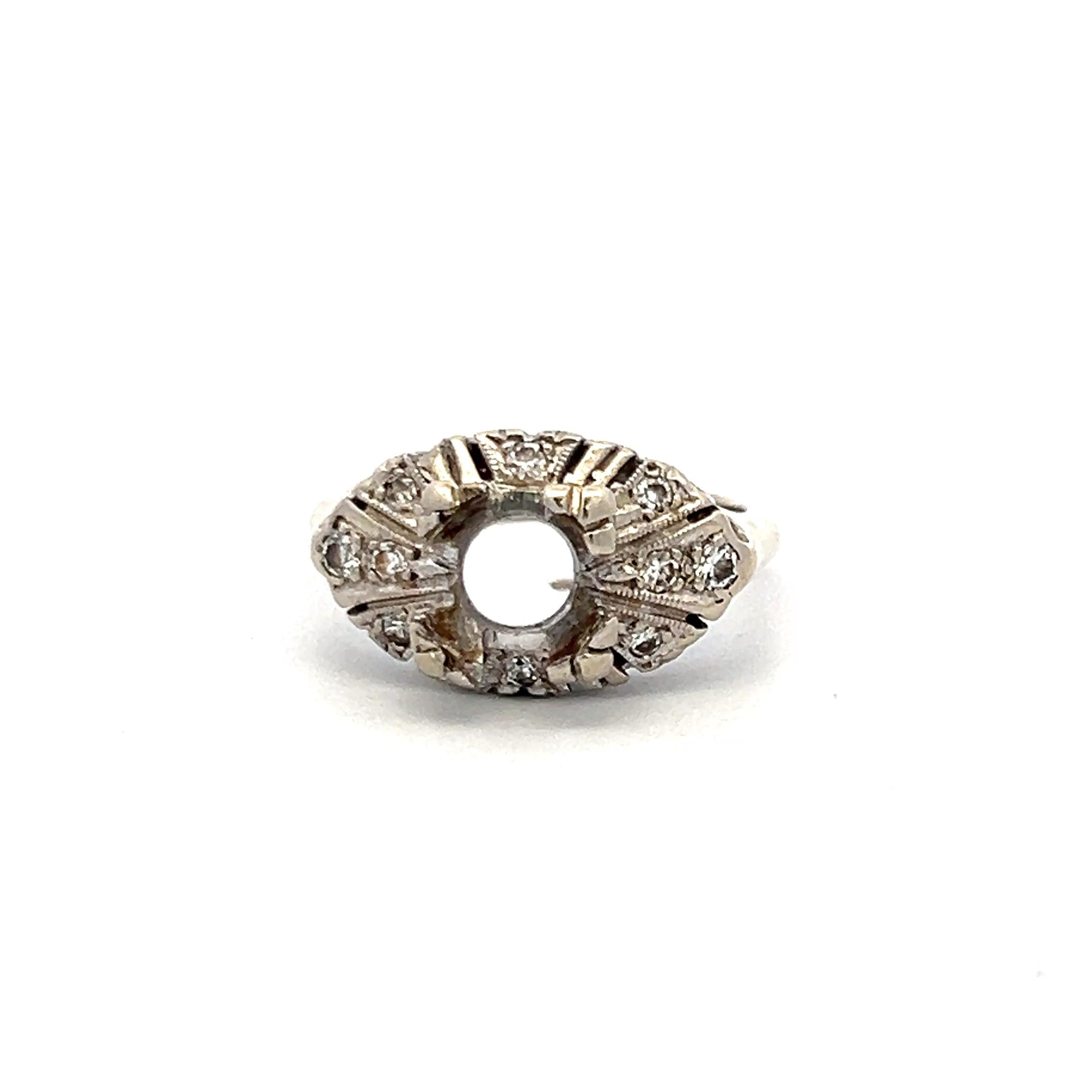 0.30 Carat Round Brilliant Diamond 14K WG Semi Mount Ring Holds 4.25*6.90 MM