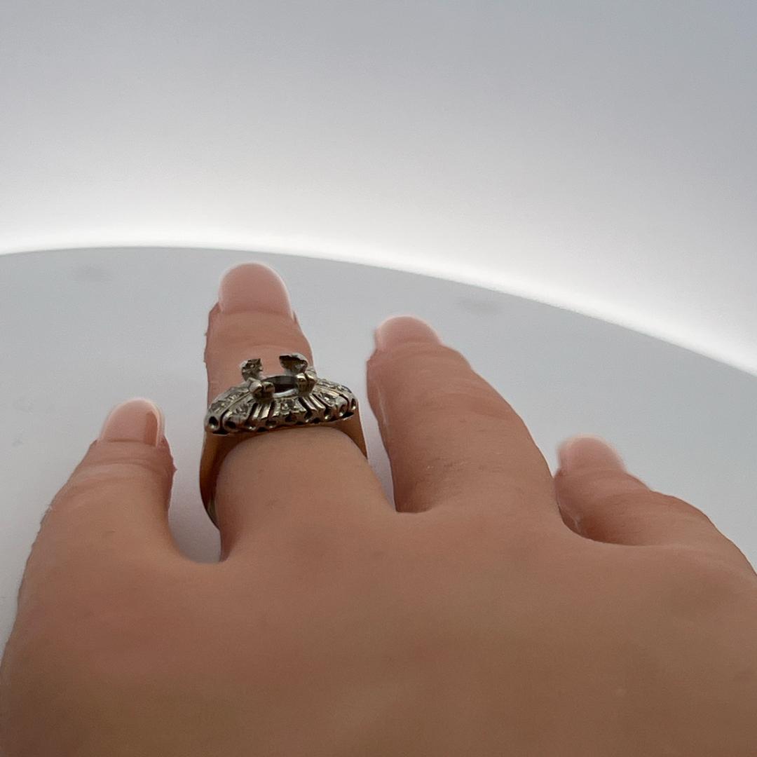 0.30 Carat Round Brilliant Diamond 14K WG Semi Mount Ring Holds 4.25*6.90 MM